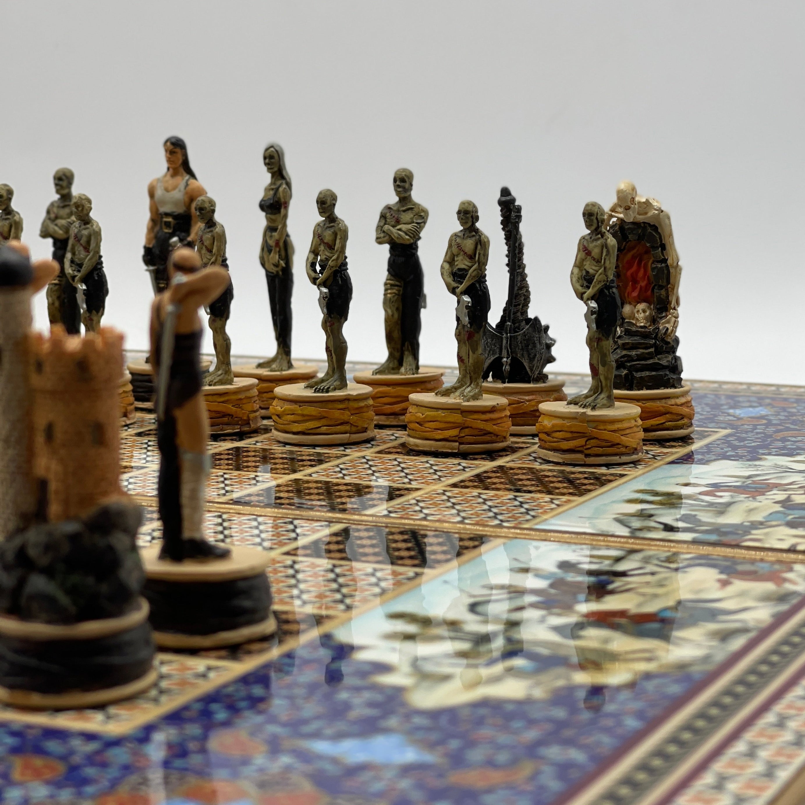 Persian Khatam Turkish Backgammon Set With Polyester Zombies Chess Pieces