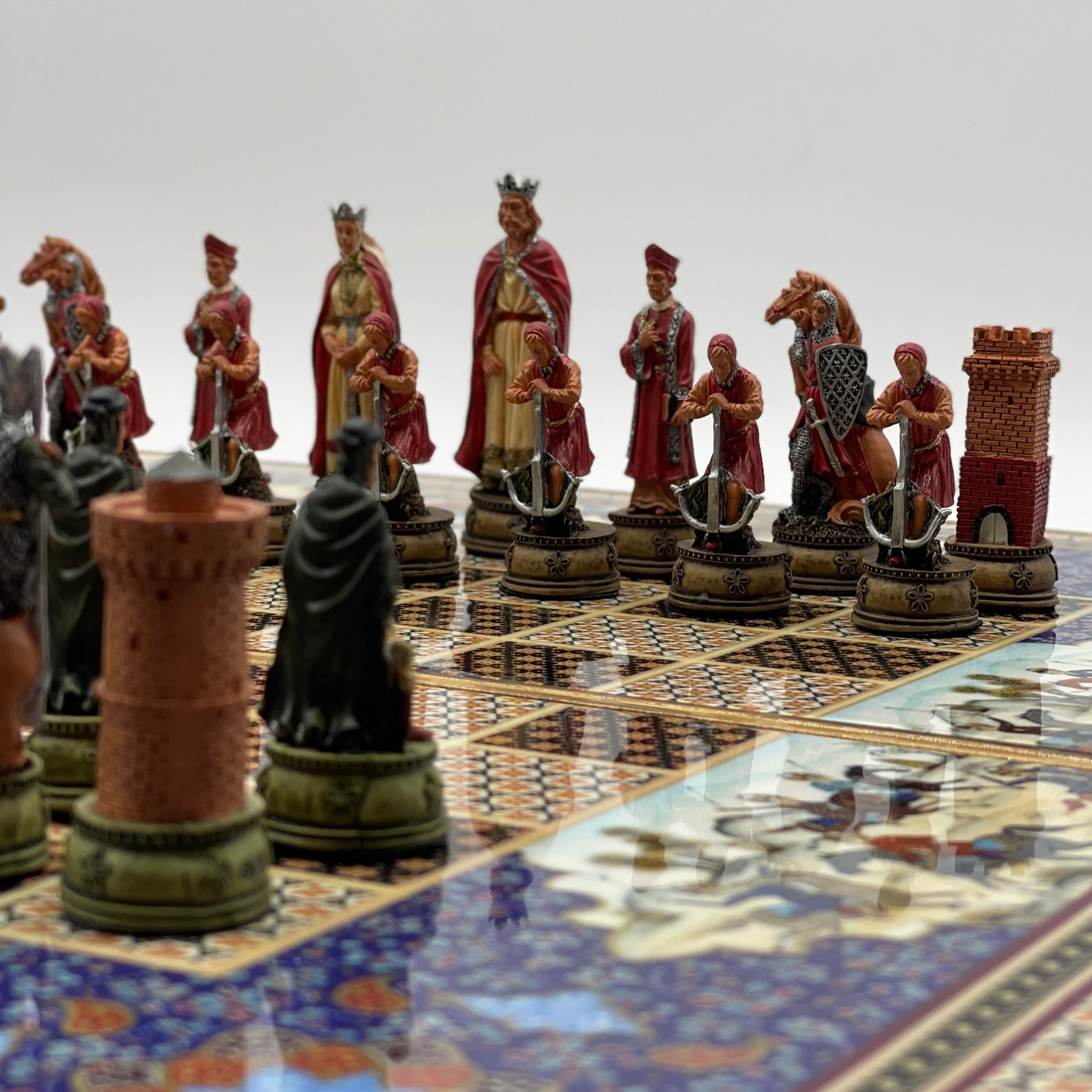 Persian Khatam Turkish Backgammon Set With Polyester Camelot Chess Pieces