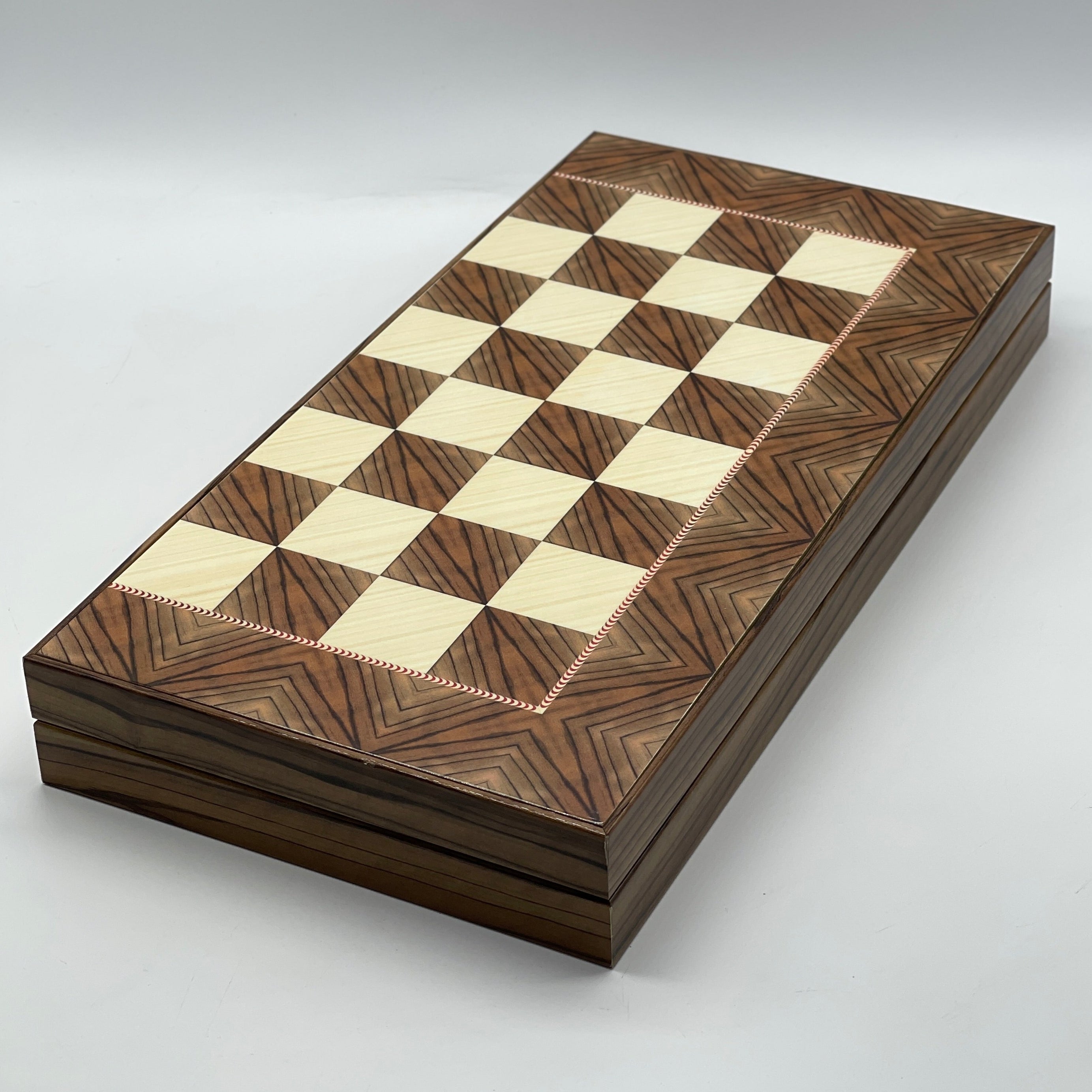 Handmade Brown Pattern Backgammon Set With Polyester Egyptian Chess Pieces