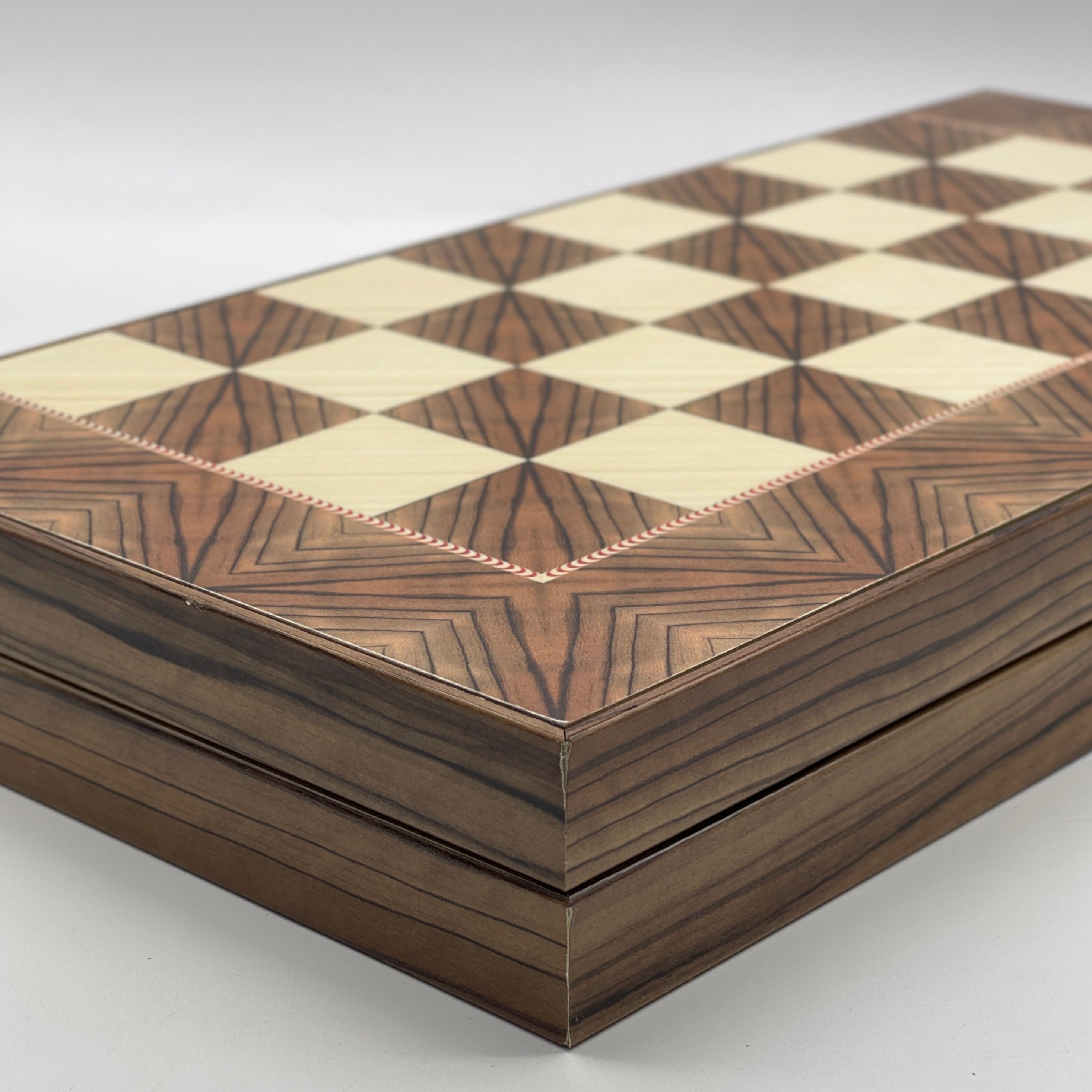 Handmade Brown Pattern Backgammon Set With Polyester Egyptian Chess Pieces