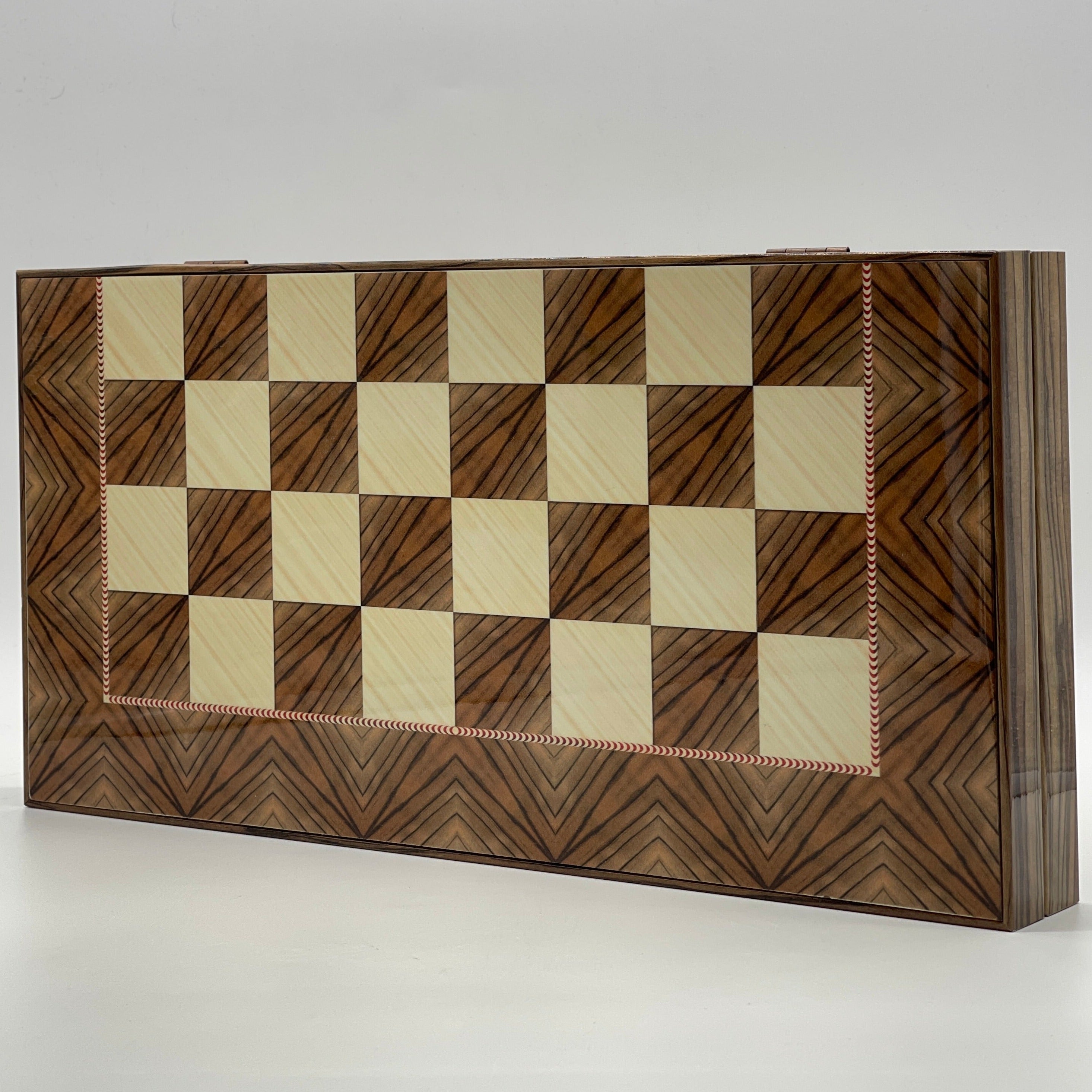 Handmade Brown Pattern Backgammon Set With Polyester Egyptian Chess Pieces