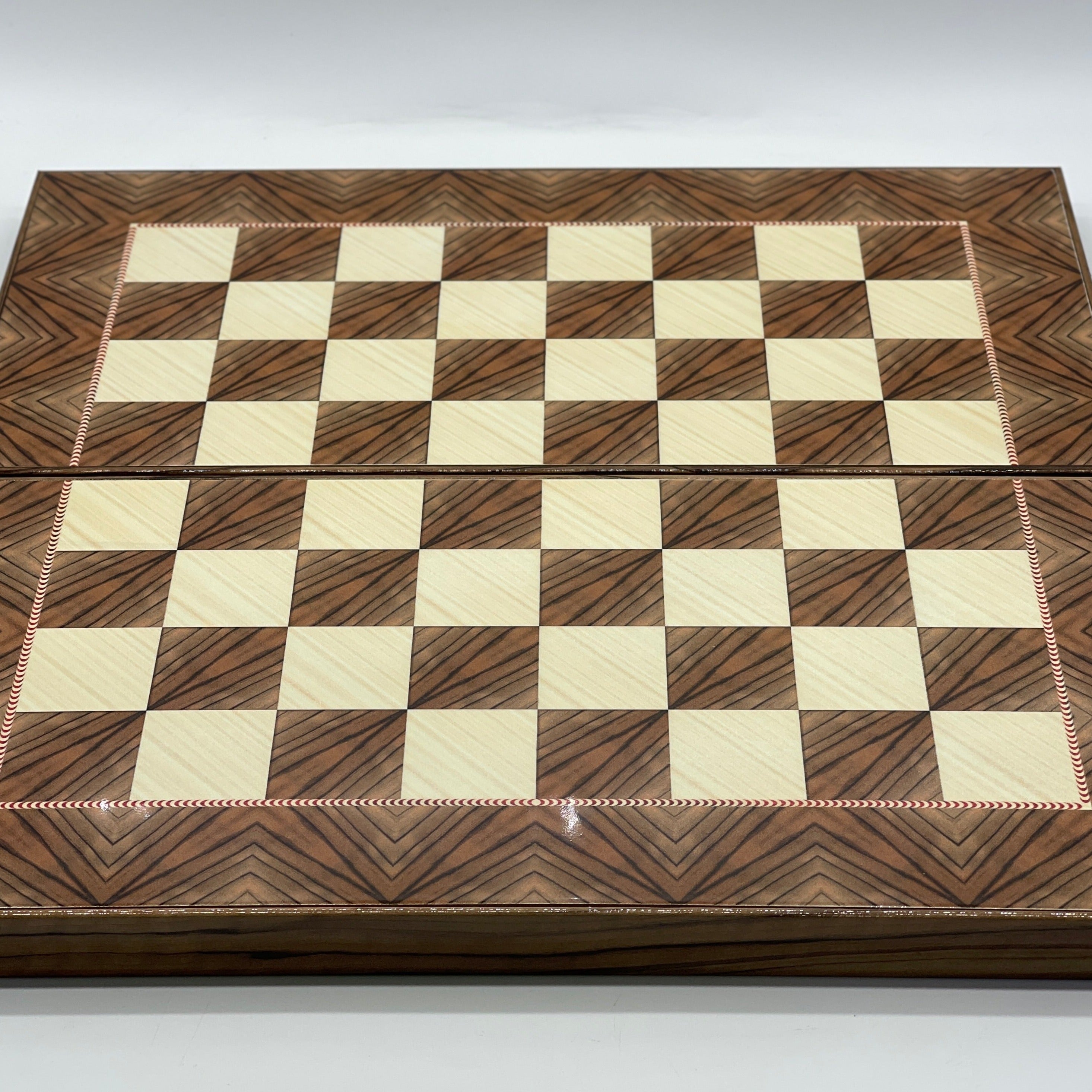Handmade Brown Pattern Backgammon Set With Polyester Crusaders Chess Pieces
