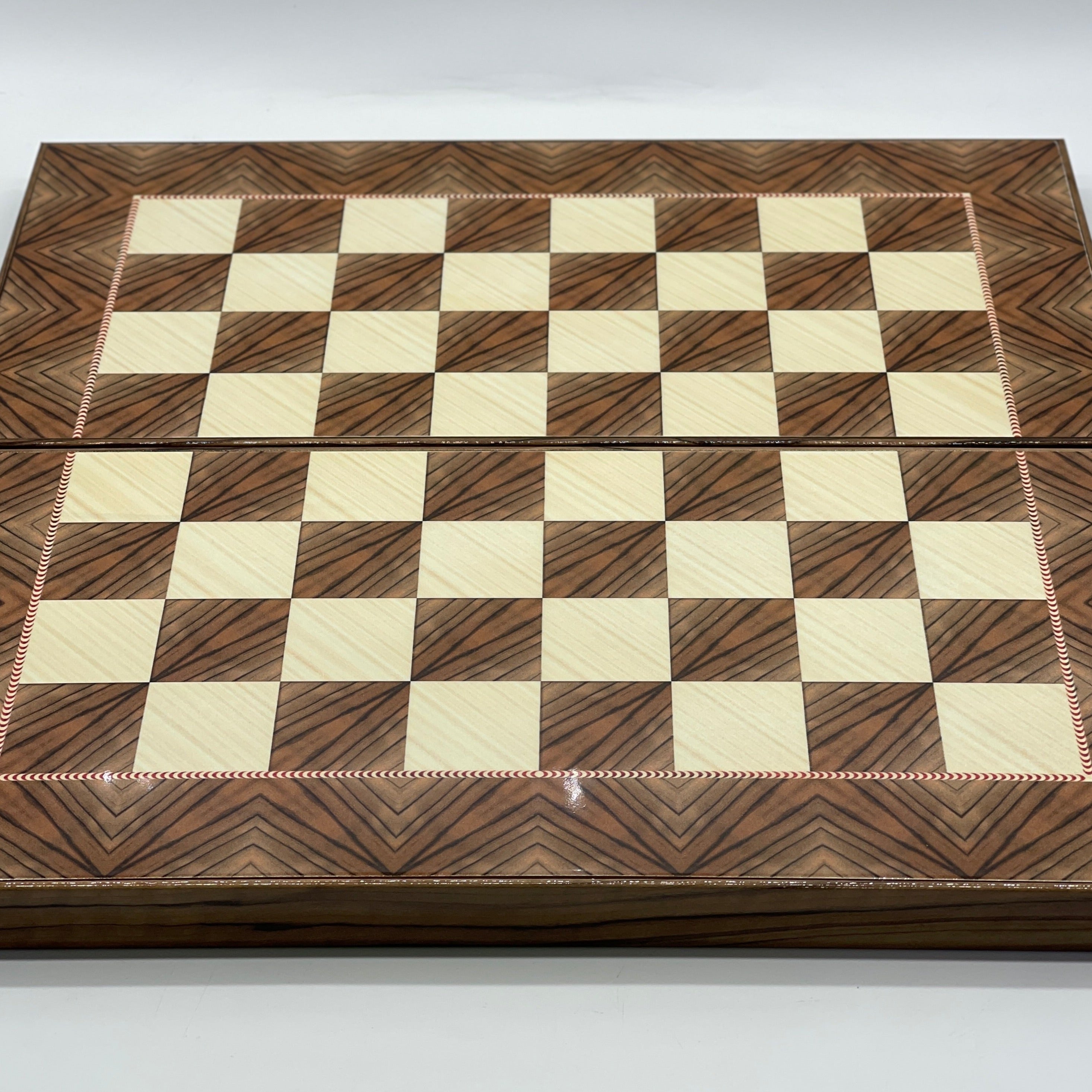 Handmade Brown Pattern Backgammon Set With Polyester Crusaders Chess Pieces