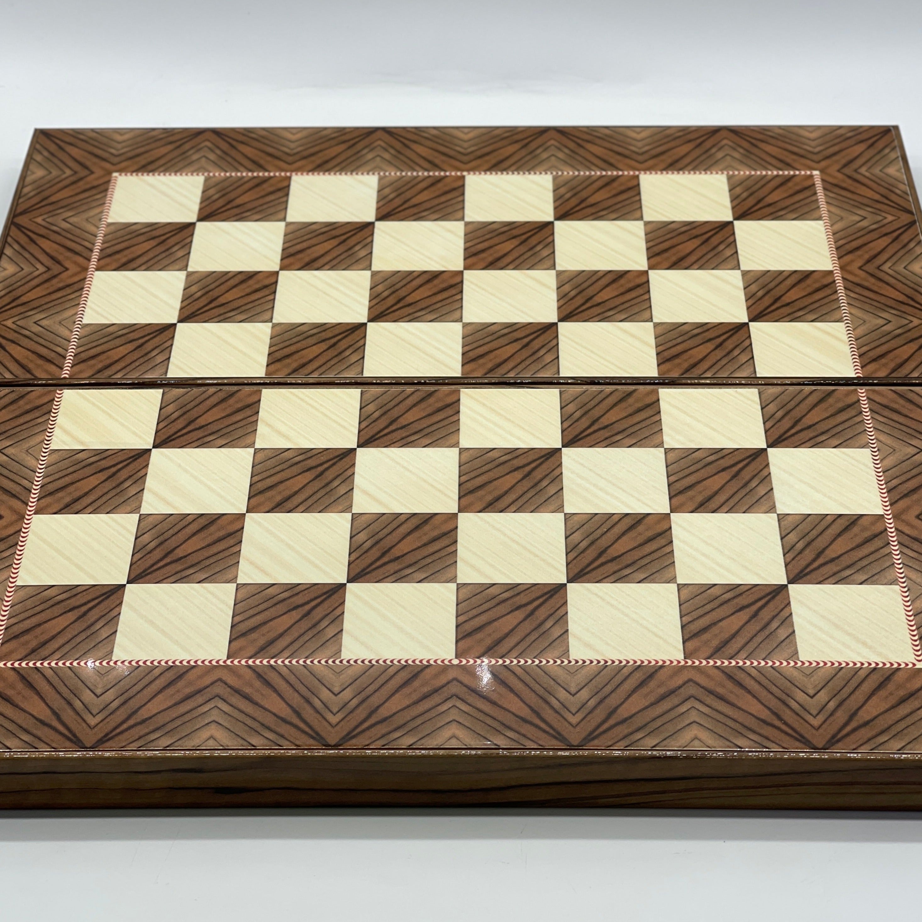 Handmade Brown Pattern Backgammon Set With Wooden Chess Pieces