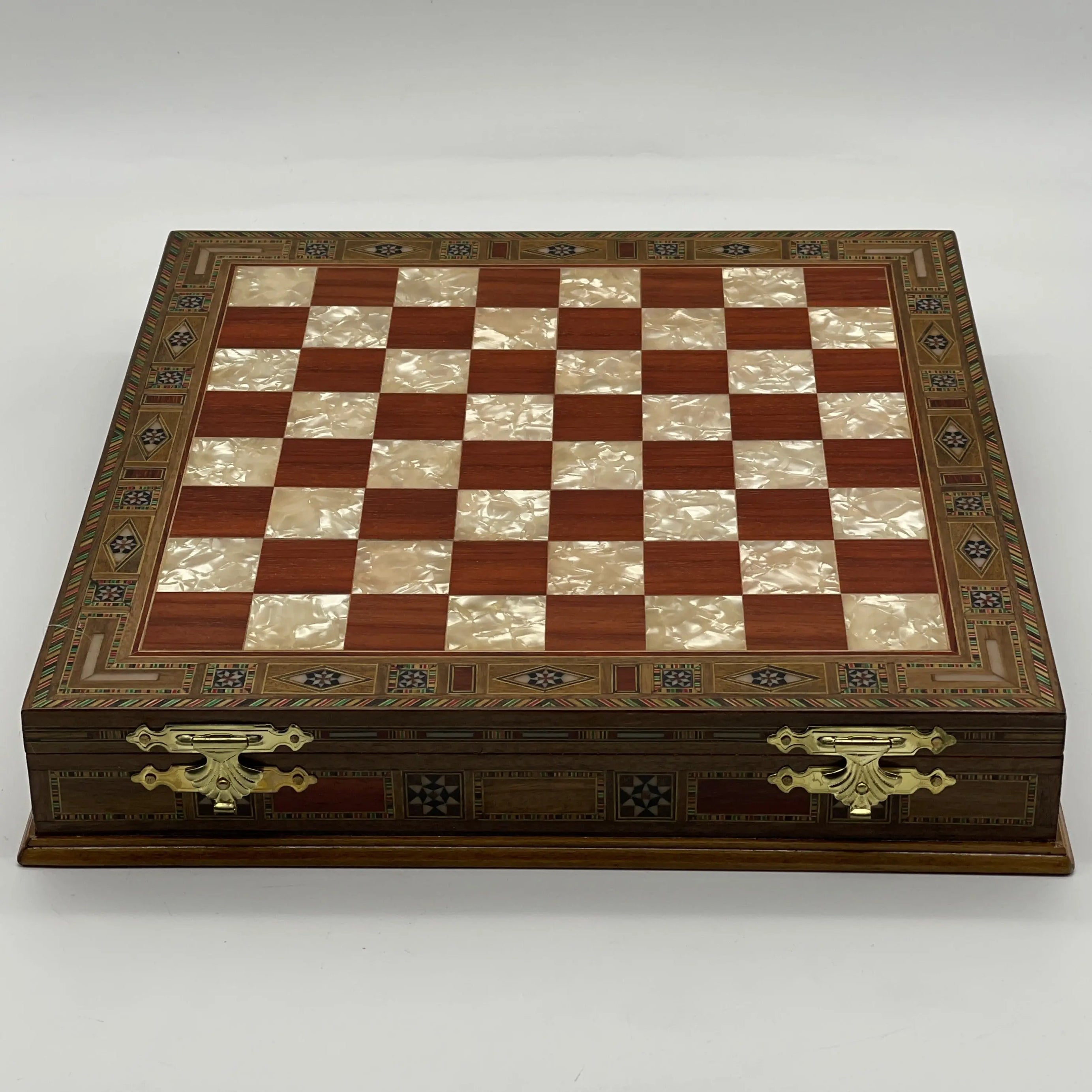 15.3" Personalized Luxury Storage Chess Set with Romans Metal Chess Pieces