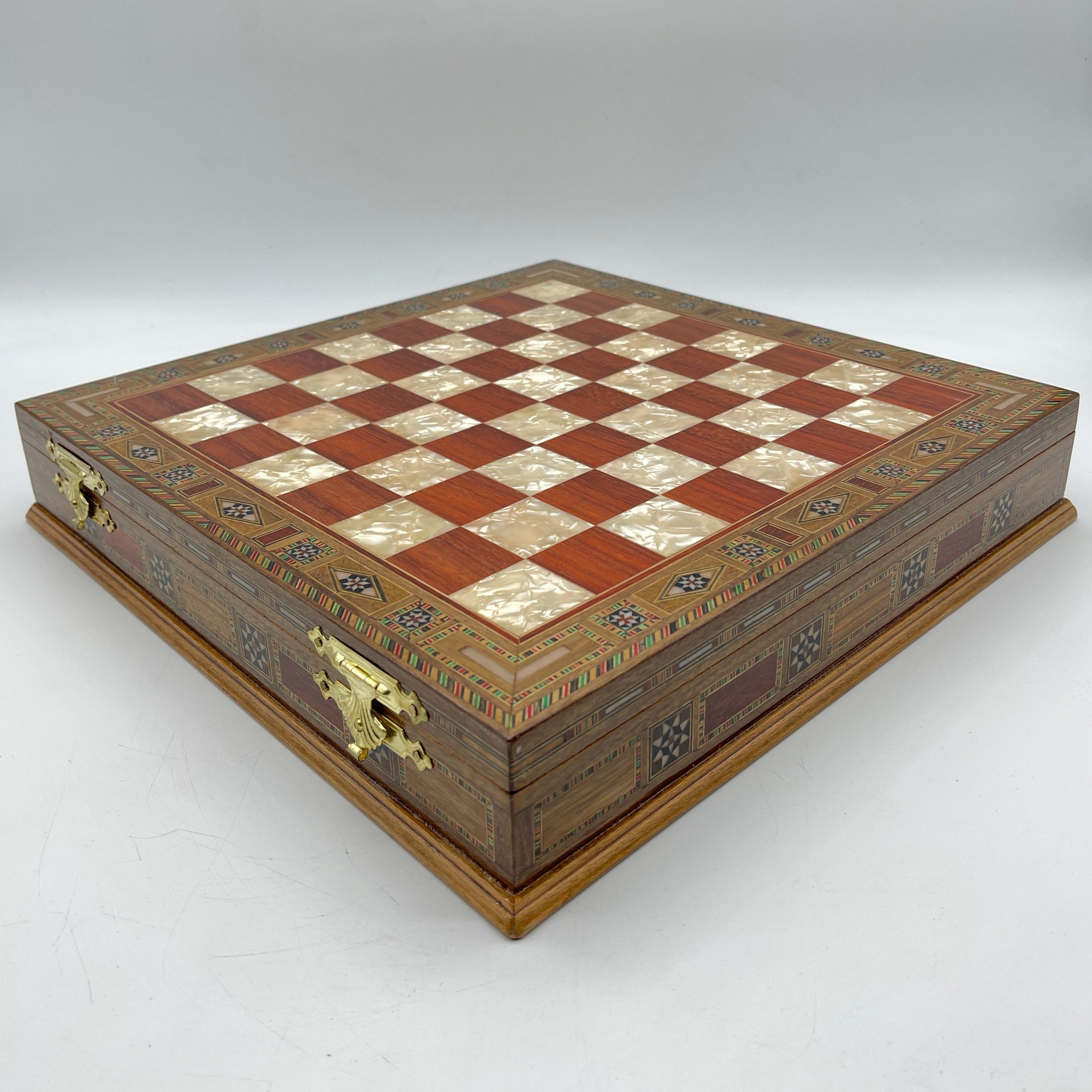 15.3" Personalized Luxury Storage Chess Set with Romans Metal Chess Pieces