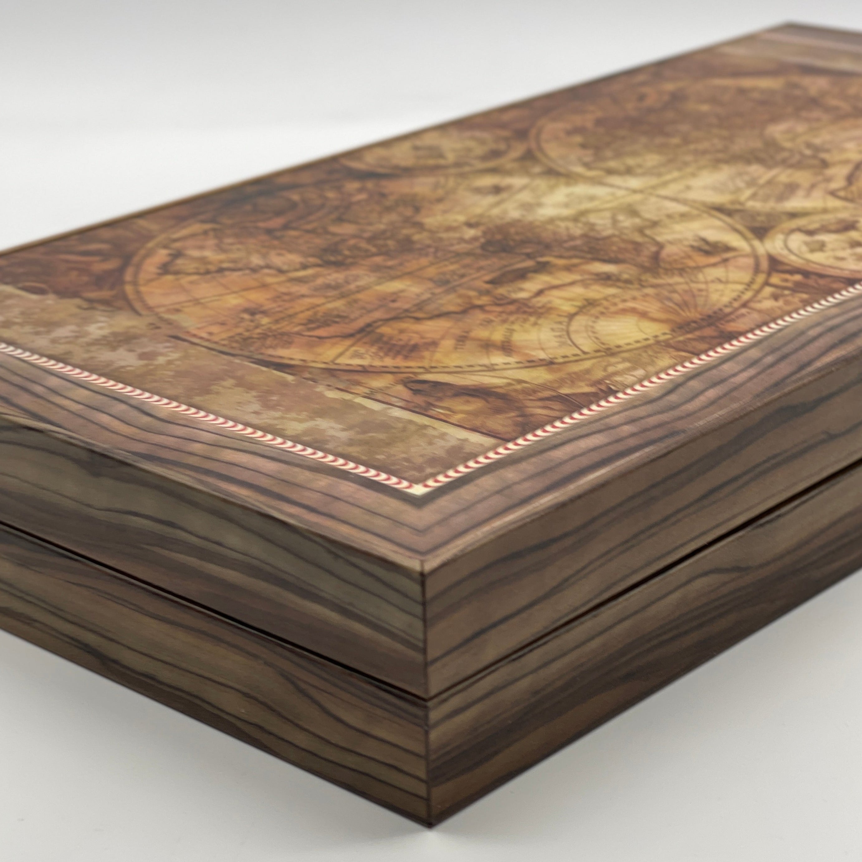 Ancient World Map Orbis Terrarum Wooden Premium Backgammon Set