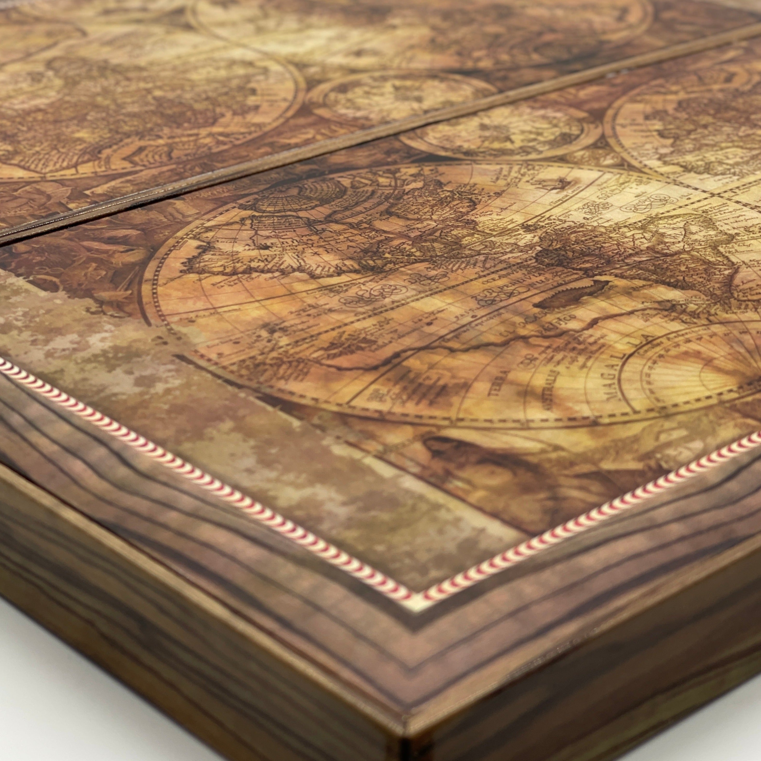 Ancient World Map Orbis Terrarum Wooden Premium Backgammon Set