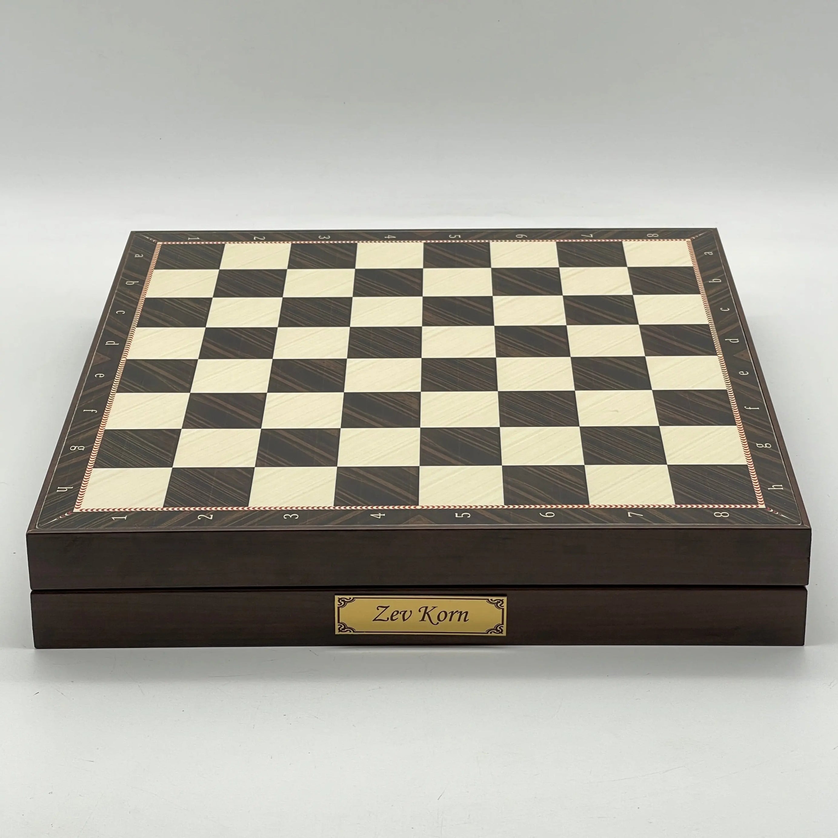 VIP Walnut Patterned Wooden Folding Chess Set with Metal Chess Pieces