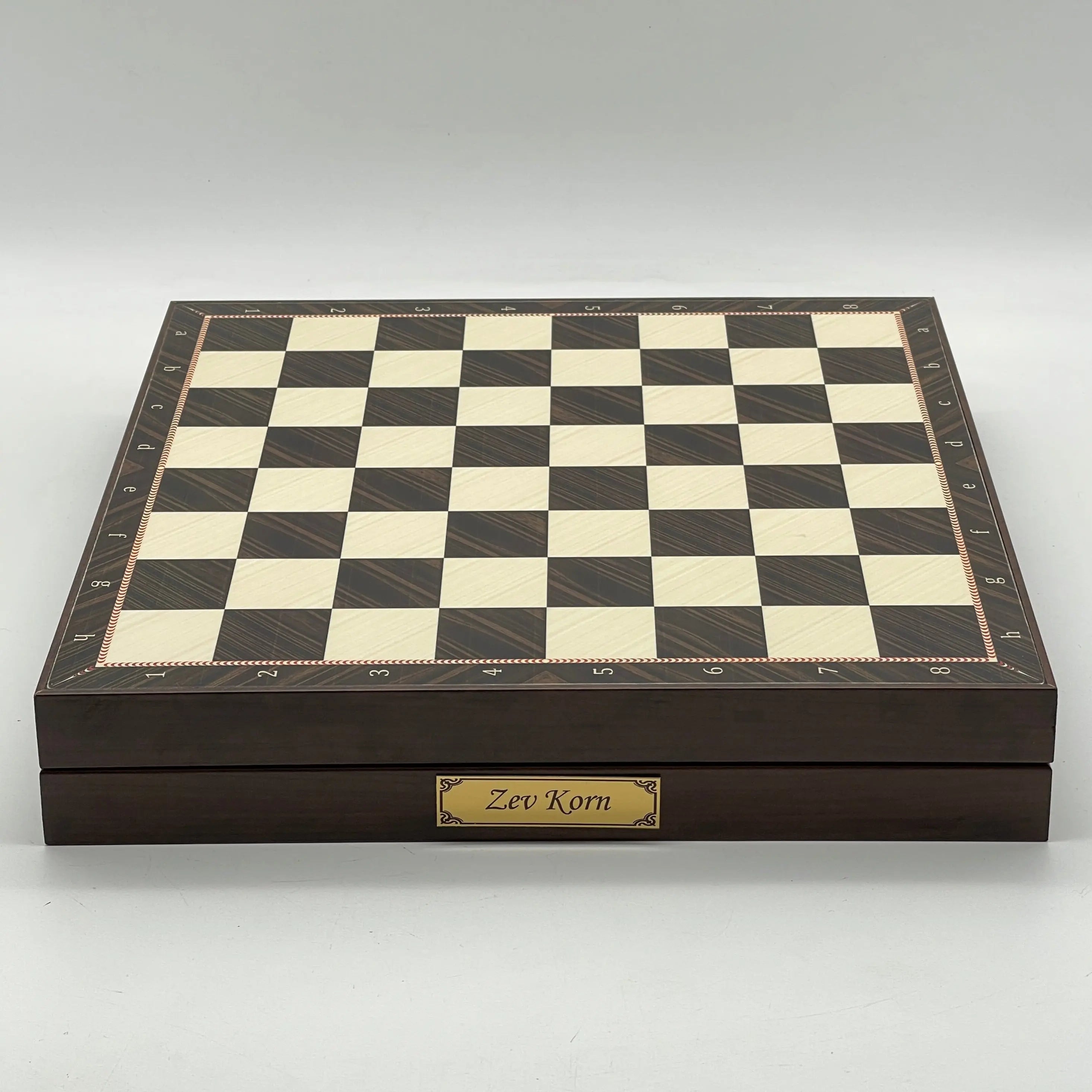 VIP Walnut Patterned Wooden Folding Chess Set with Metal Chess Pieces