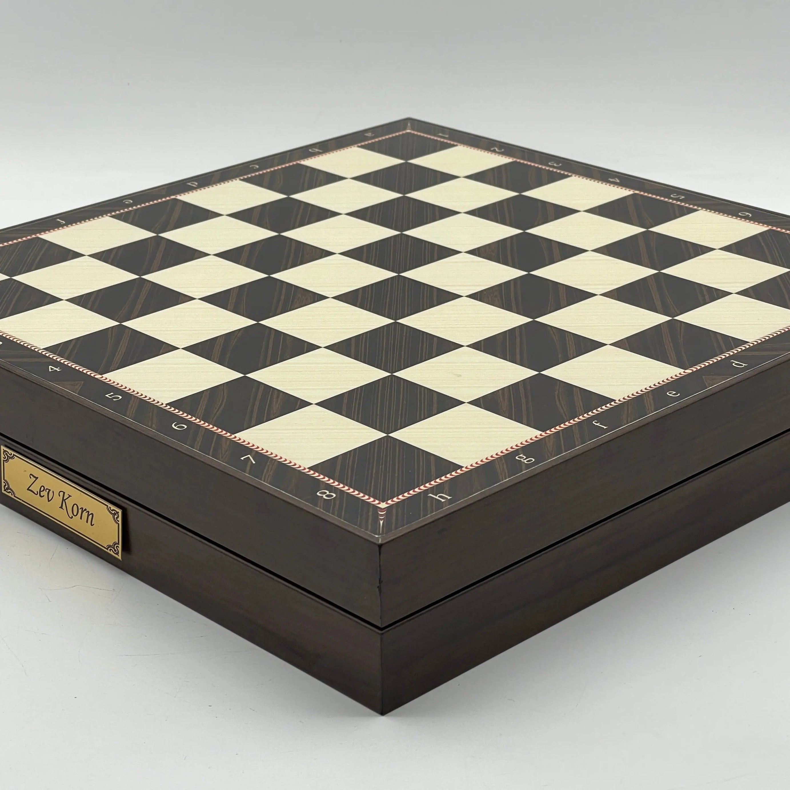 VIP Walnut Patterned Wooden Folding Chess Set with Metal Chess Pieces