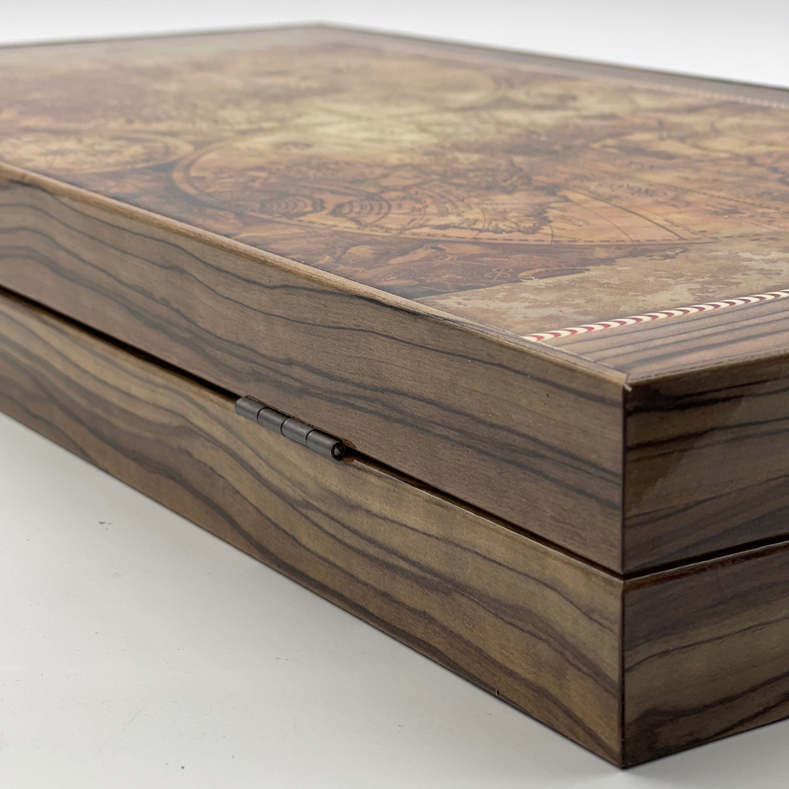 Ancient World Map Orbis Terrarum Wooden Premium Backgammon Set