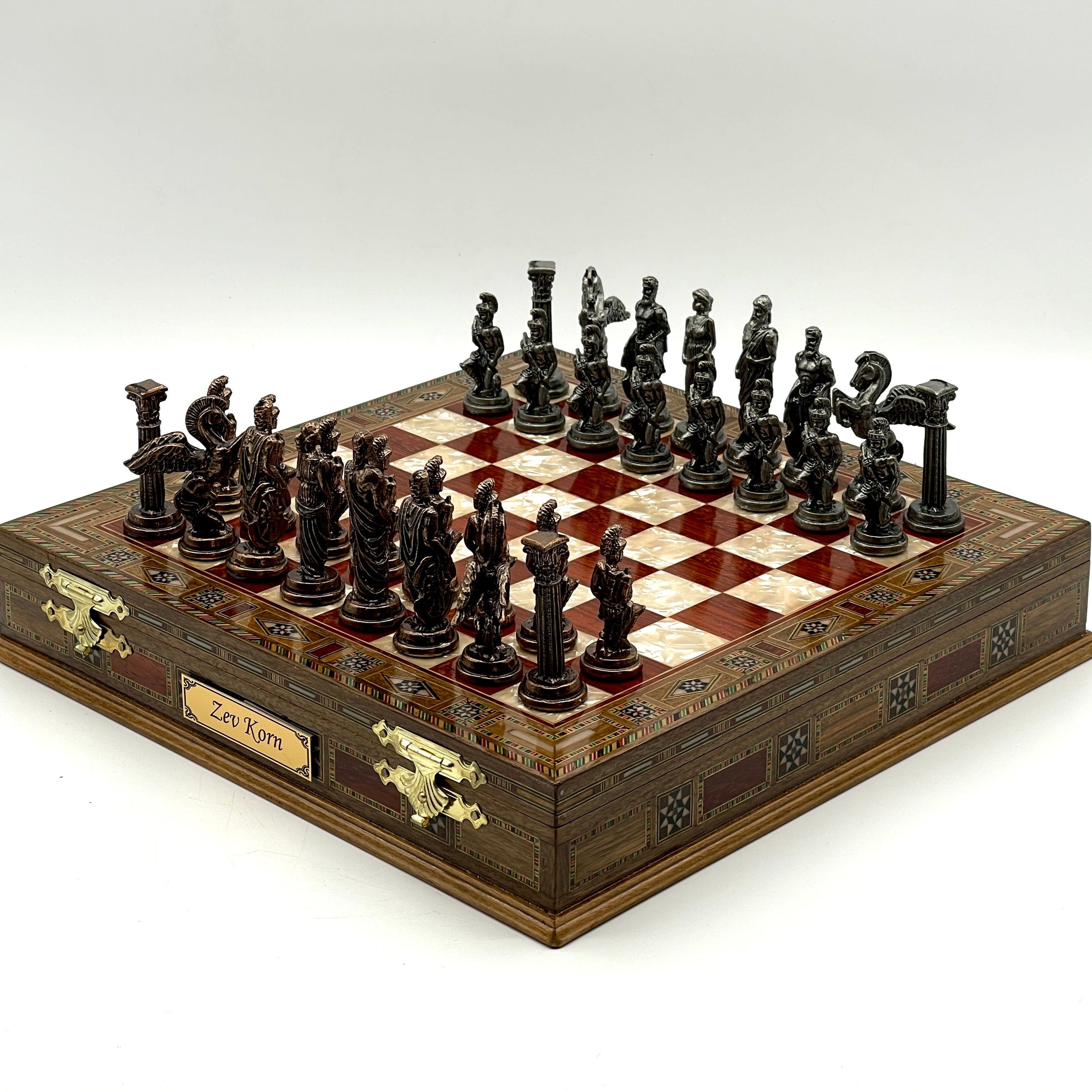 Luxury Handmade Personalized Chess Set with Storage - Metal Chess Pieces