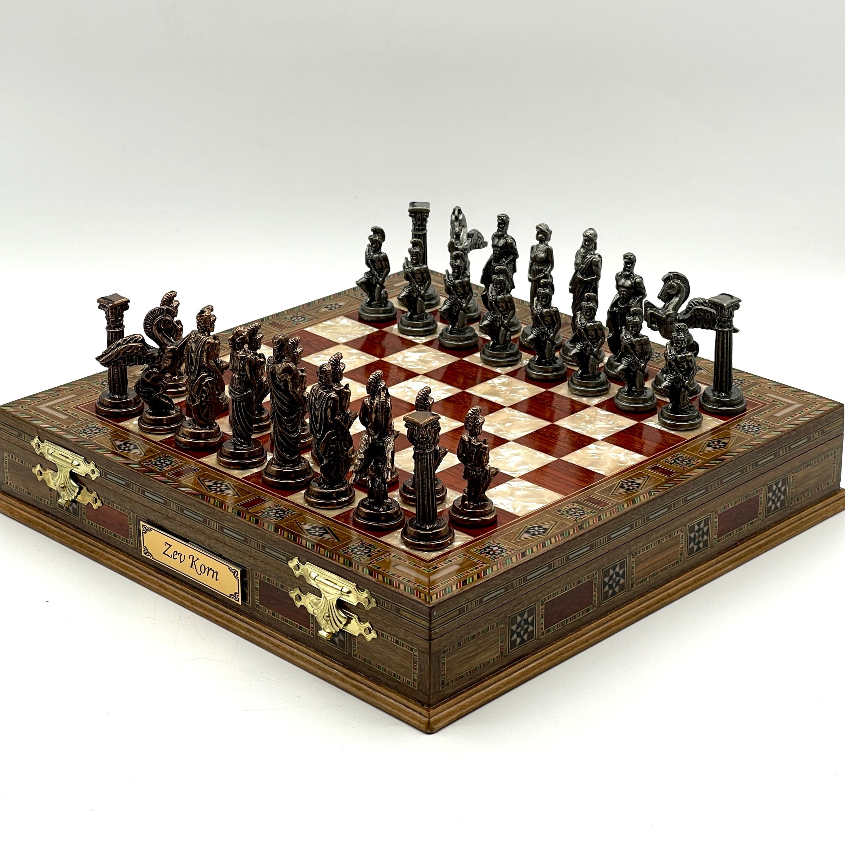 Luxury Handmade Personalized Chess Set with Storage - Metal Chess Pieces