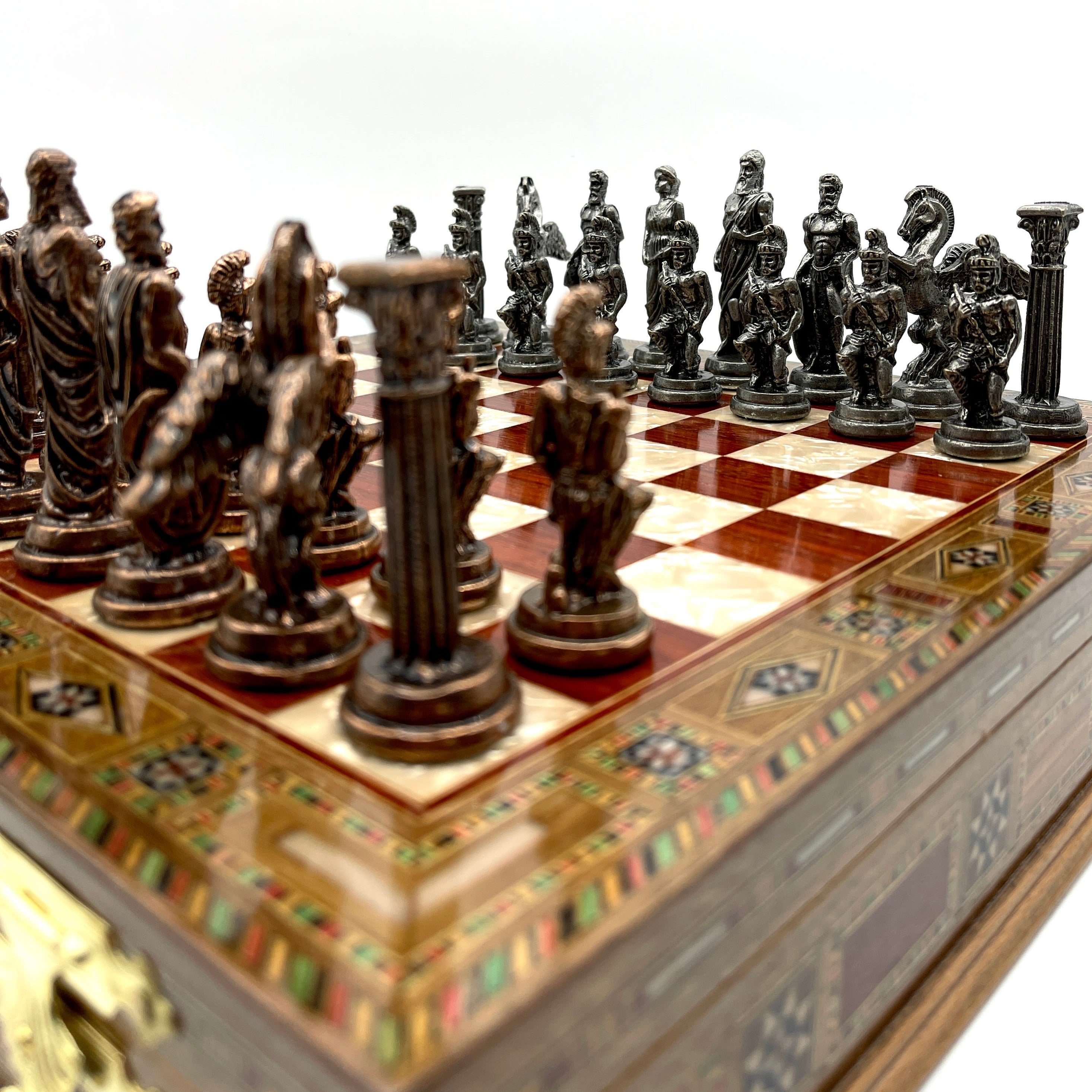Luxury Handmade Personalized Chess Set with Storage - Metal Chess Pieces