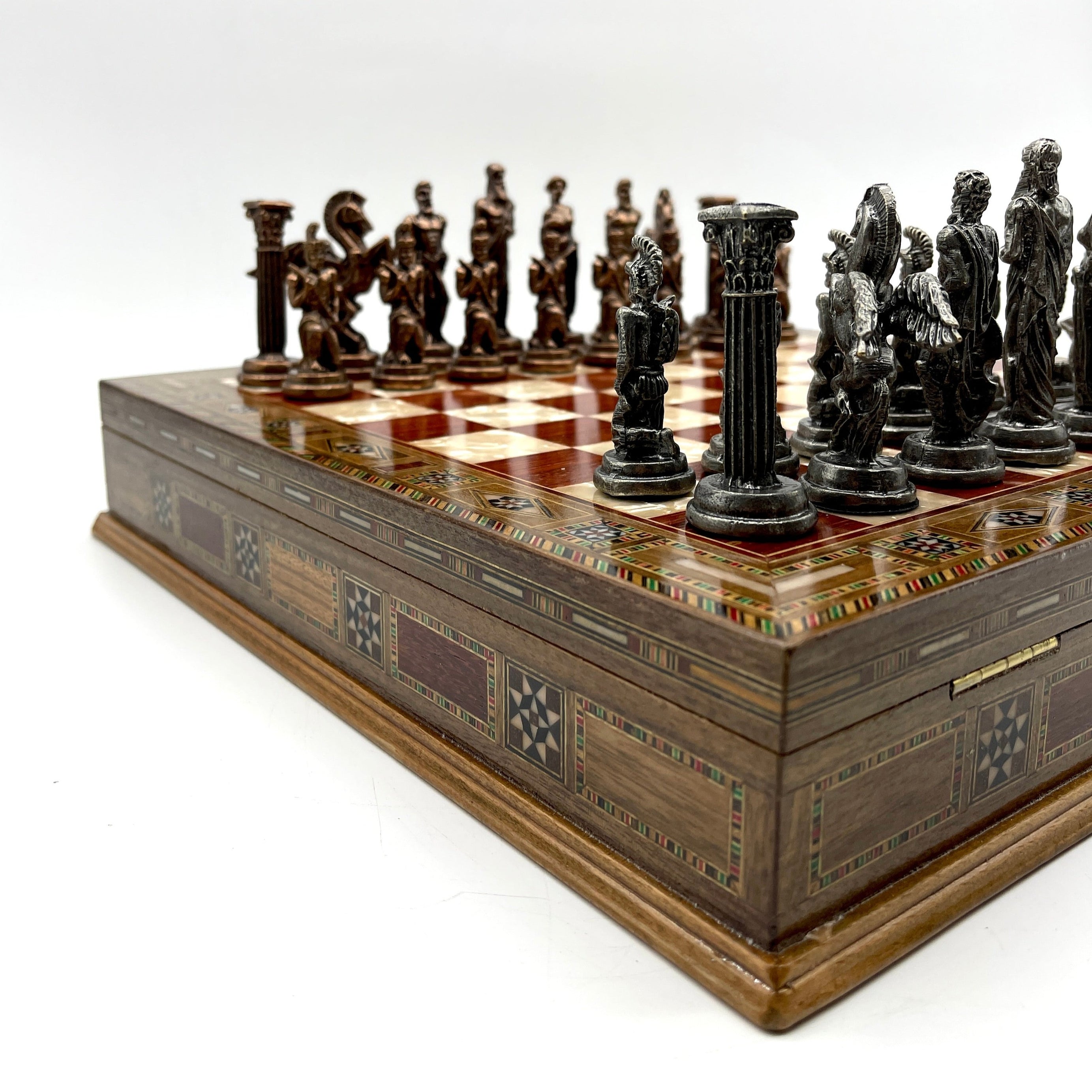 Luxury Handmade Personalized Chess Set with Storage - Metal Chess Pieces