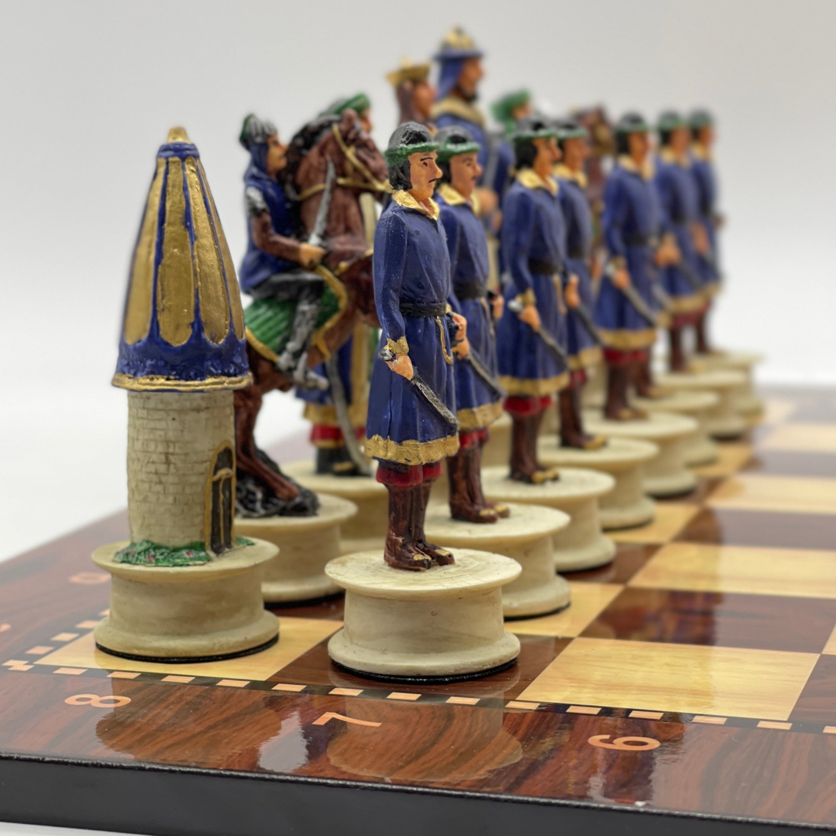 Large Walnut Marble Pattern Chess Board With Ottomans Polyester Chess Pieces