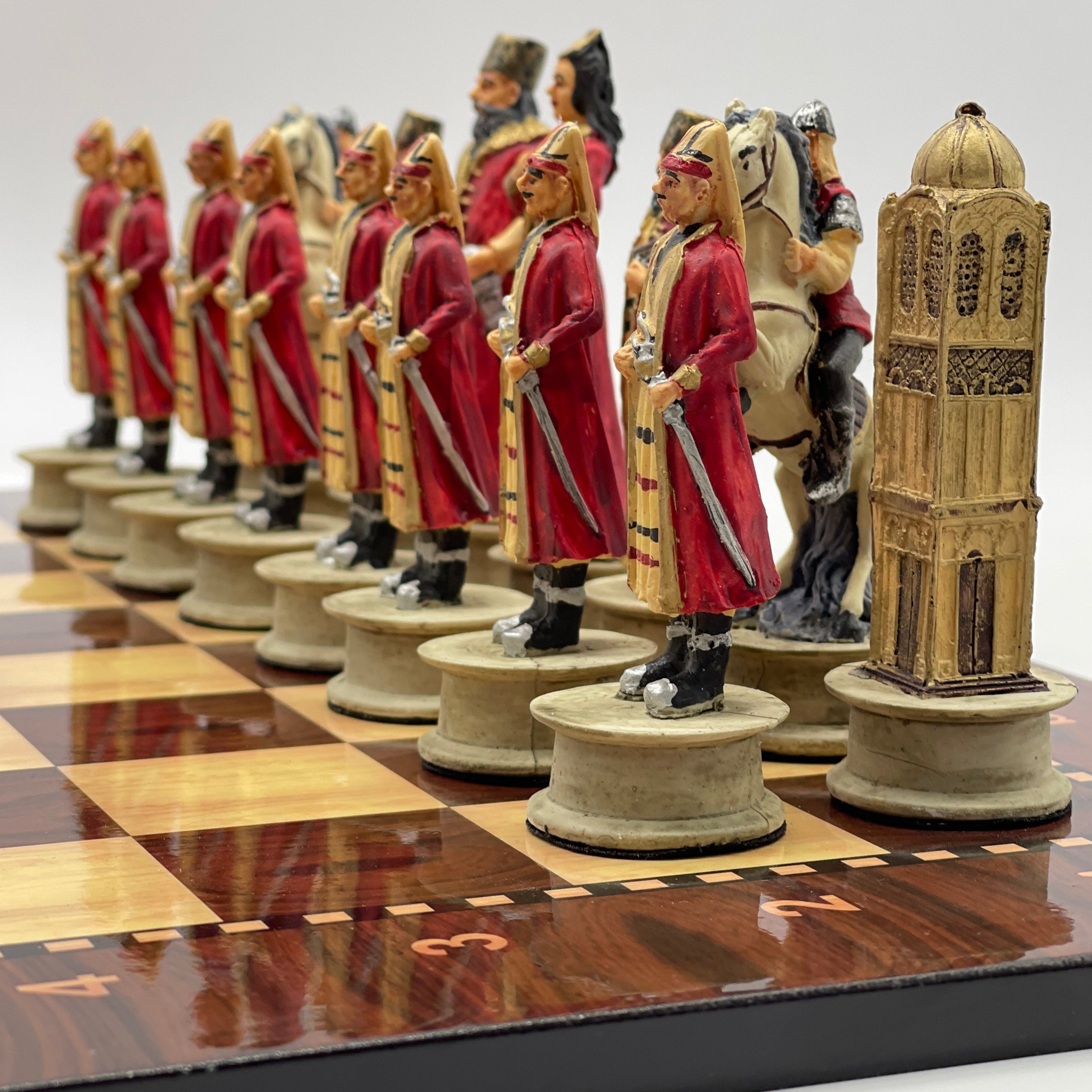 Large Walnut Marble Pattern Chess Board With Ottomans Polyester Chess Pieces