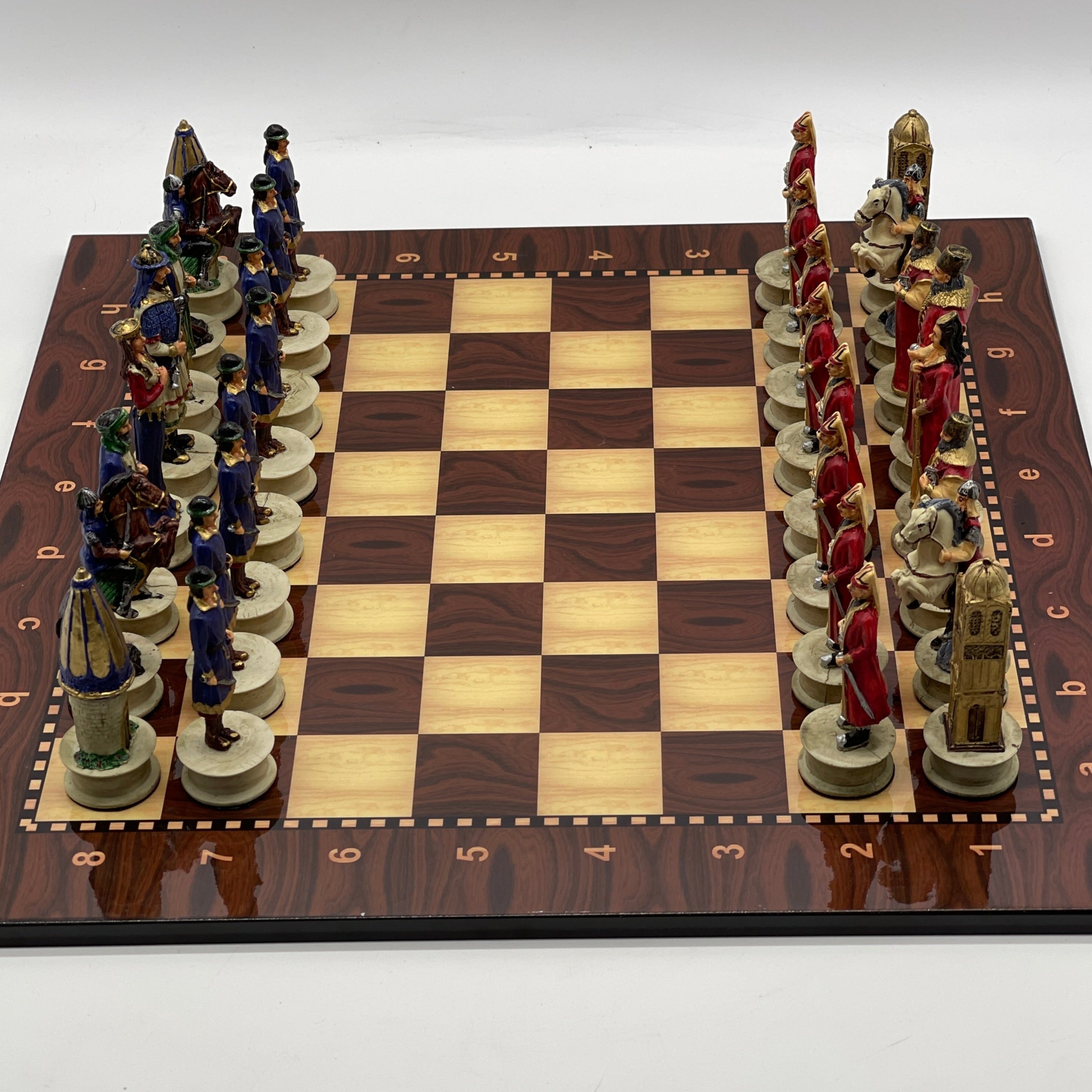 Large Walnut Marble Pattern Chess Board With Ottomans Polyester Chess Pieces