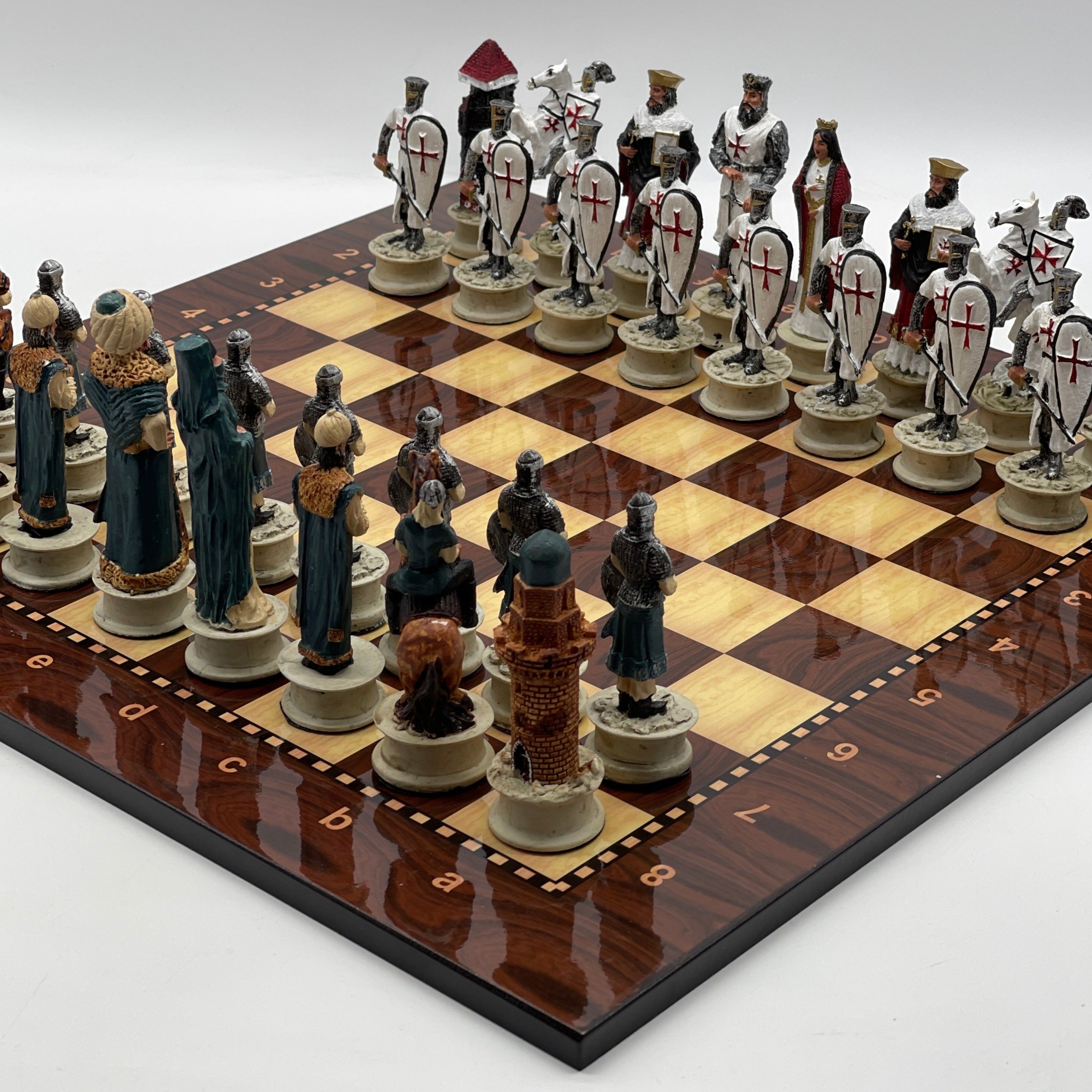 Large Walnut Marble Pattern Chess Board With Ottomans Polyester Chess Pieces