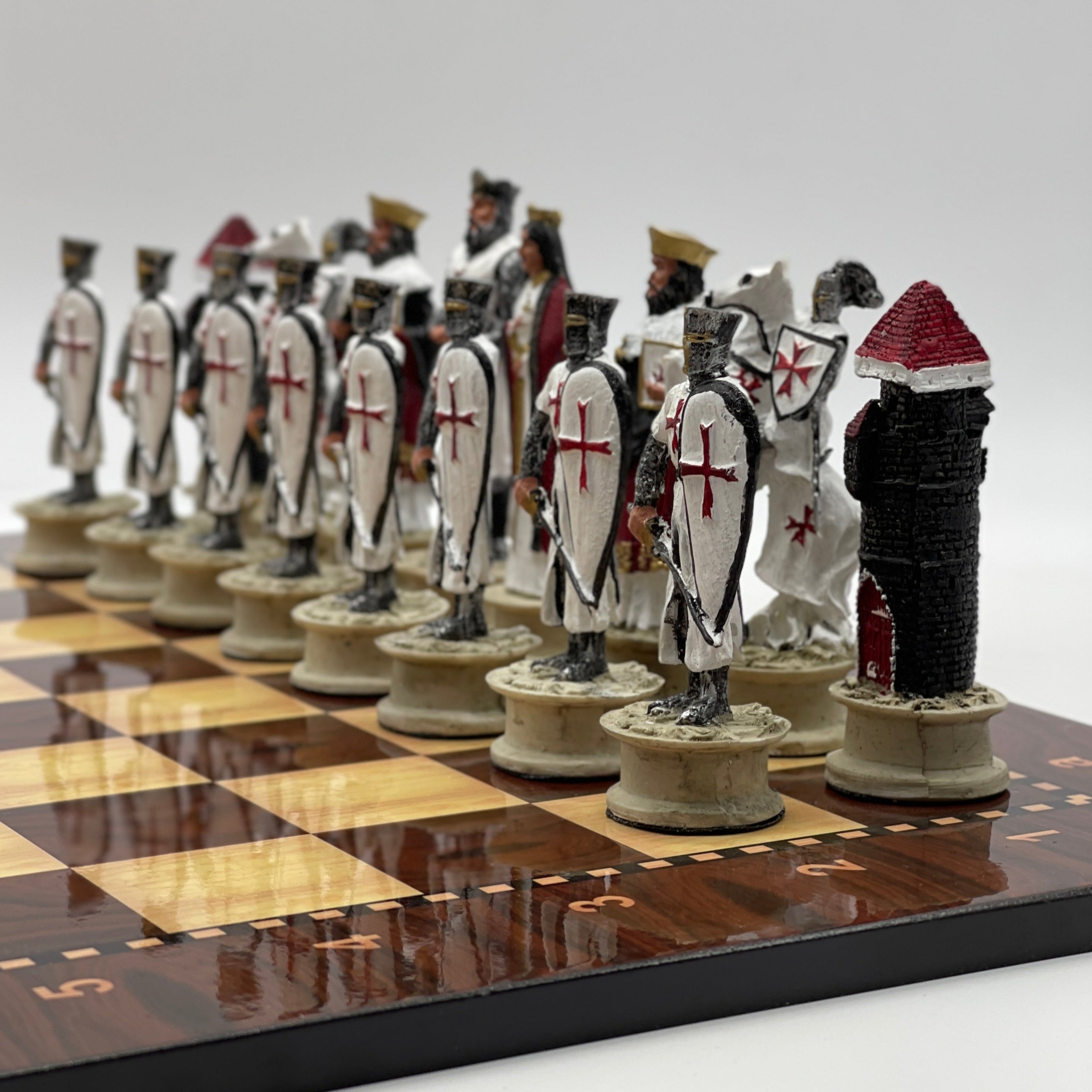 Large Walnut Marble Pattern Chess Board With Ottomans Polyester Chess Pieces