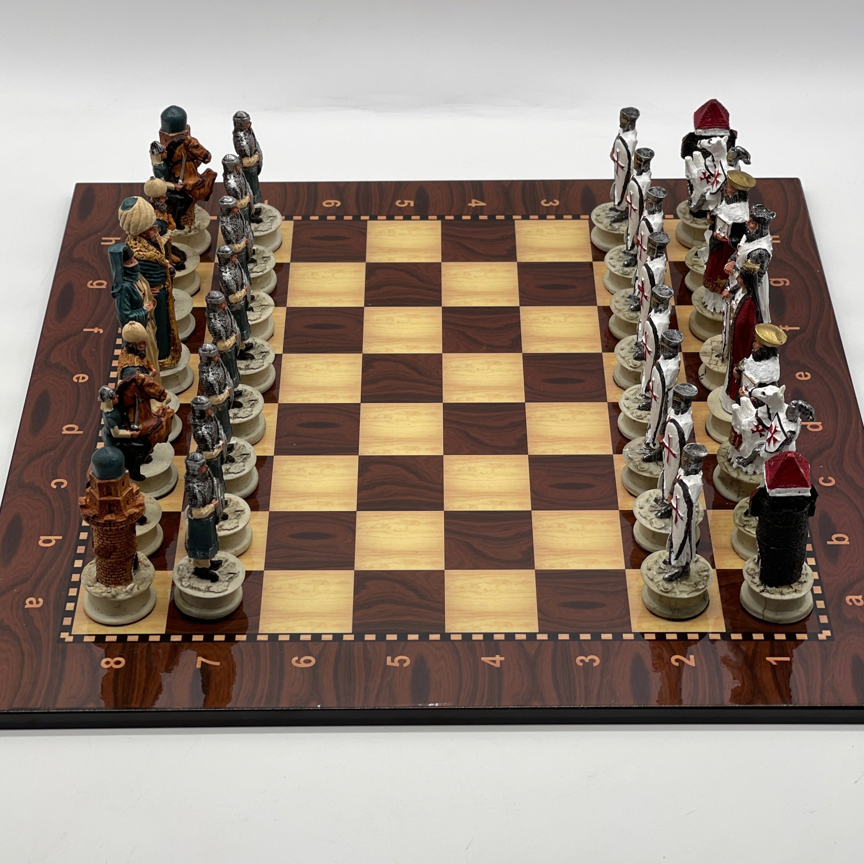 Large Walnut Marble Pattern Chess Board With Ottomans Polyester Chess Pieces