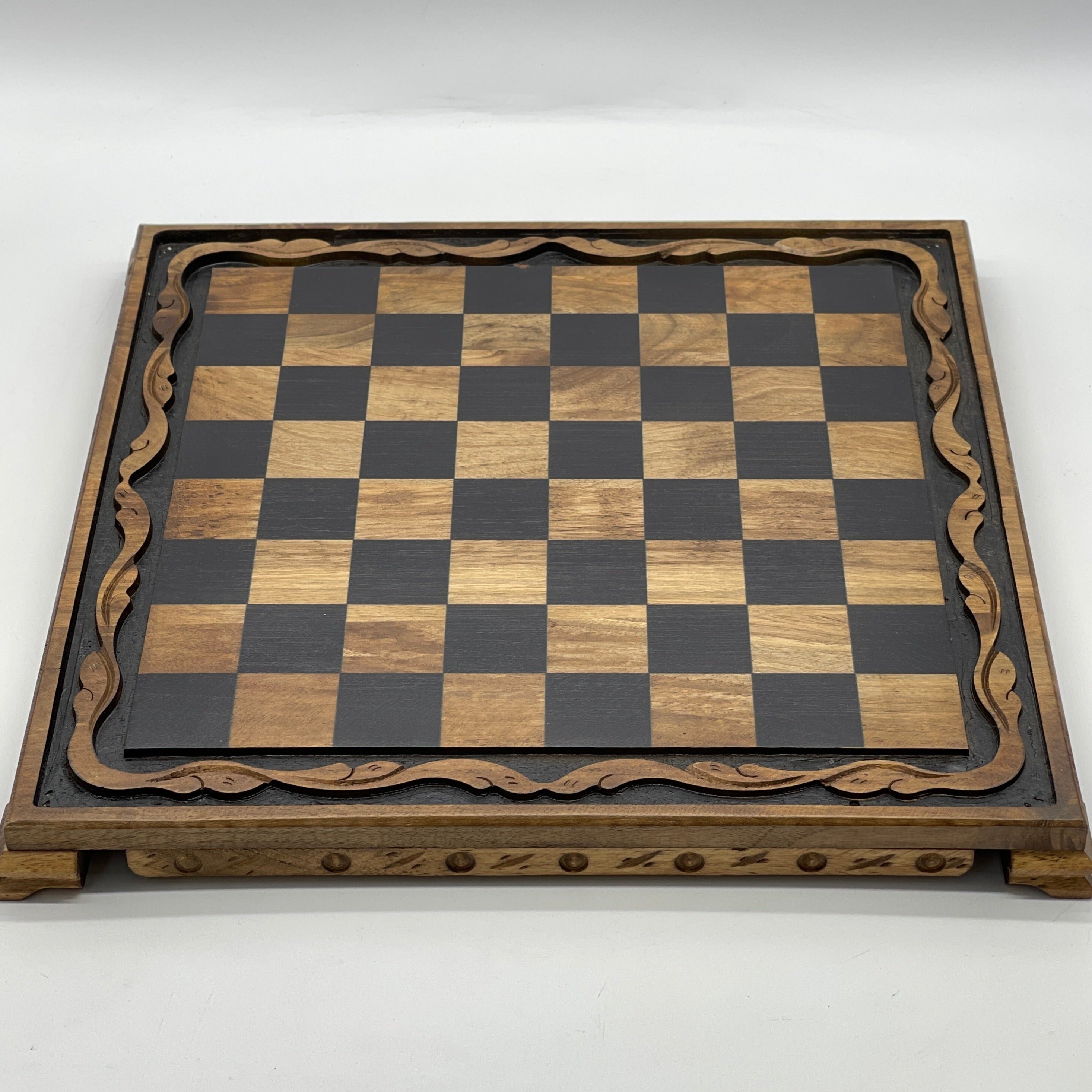 Handmade Wooden Chess Set With Egyptian Polyester Chess Pieces
