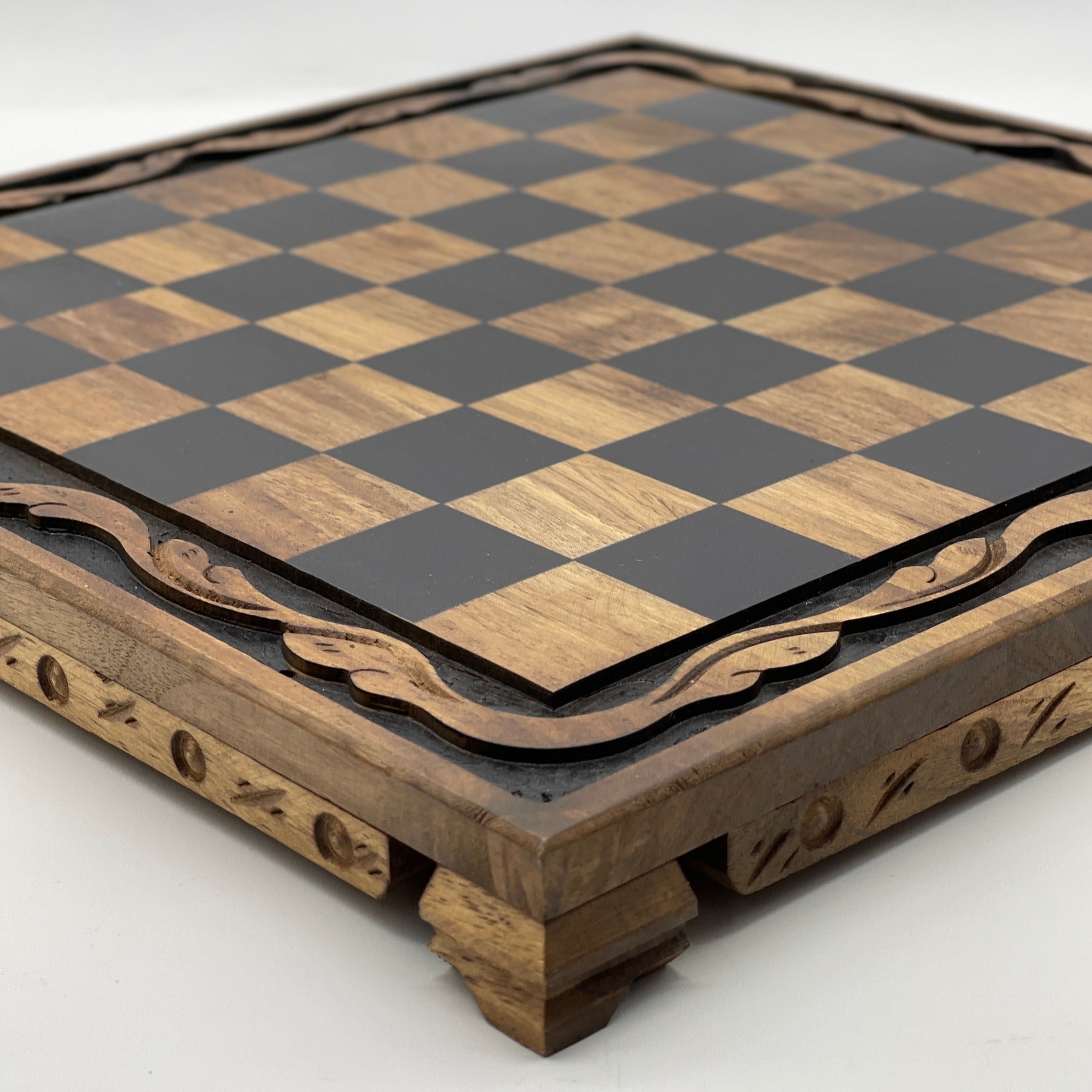 Handmade Wooden Chess Set With Crusaders Polyester Chess Pieces