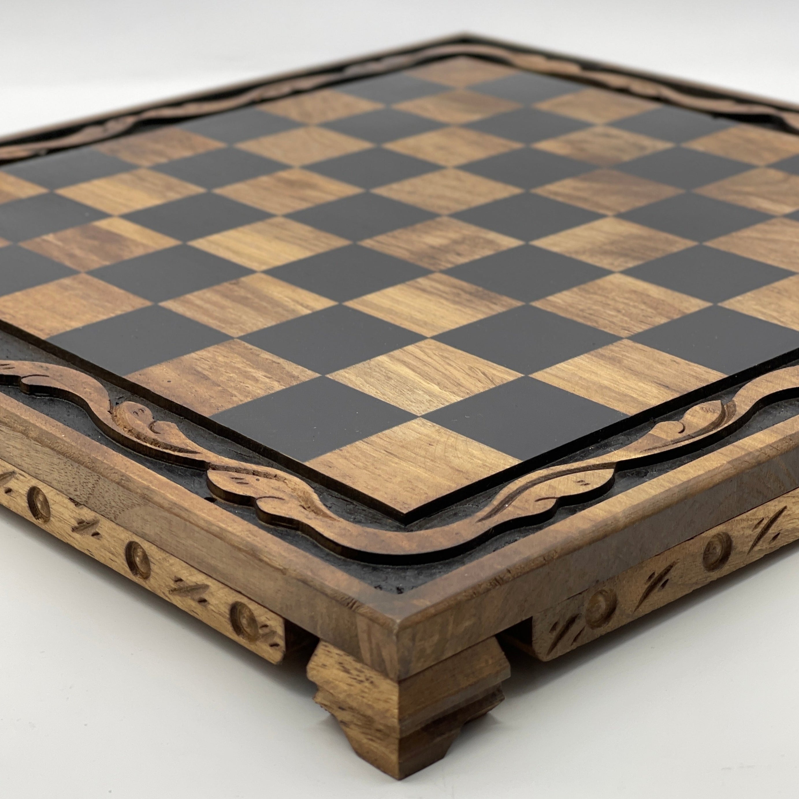 Handmade Wooden Chess Set With Egyptian Polyester Chess Pieces