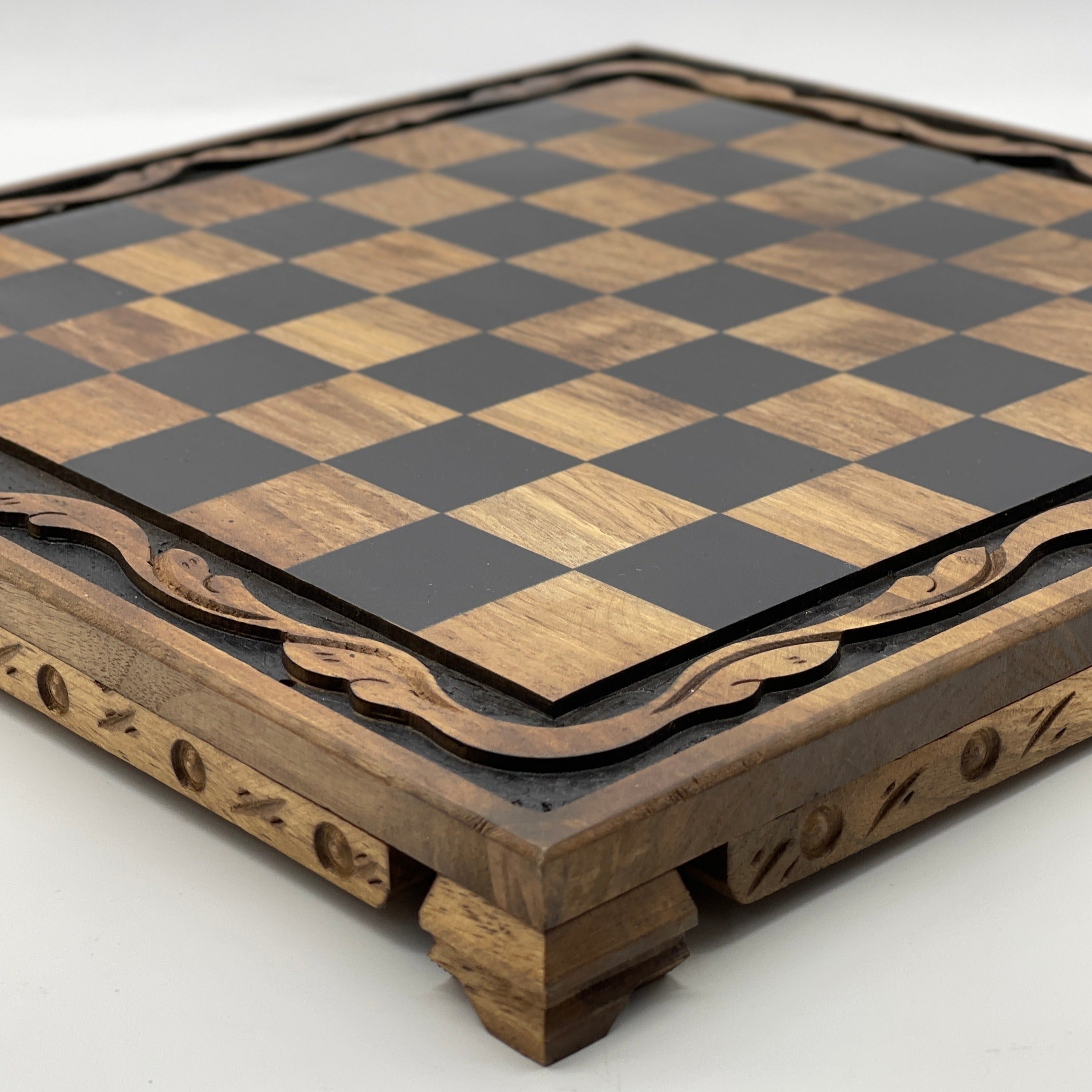 Handmade Wooden Chess Set With Egyptian Polyester Chess Pieces