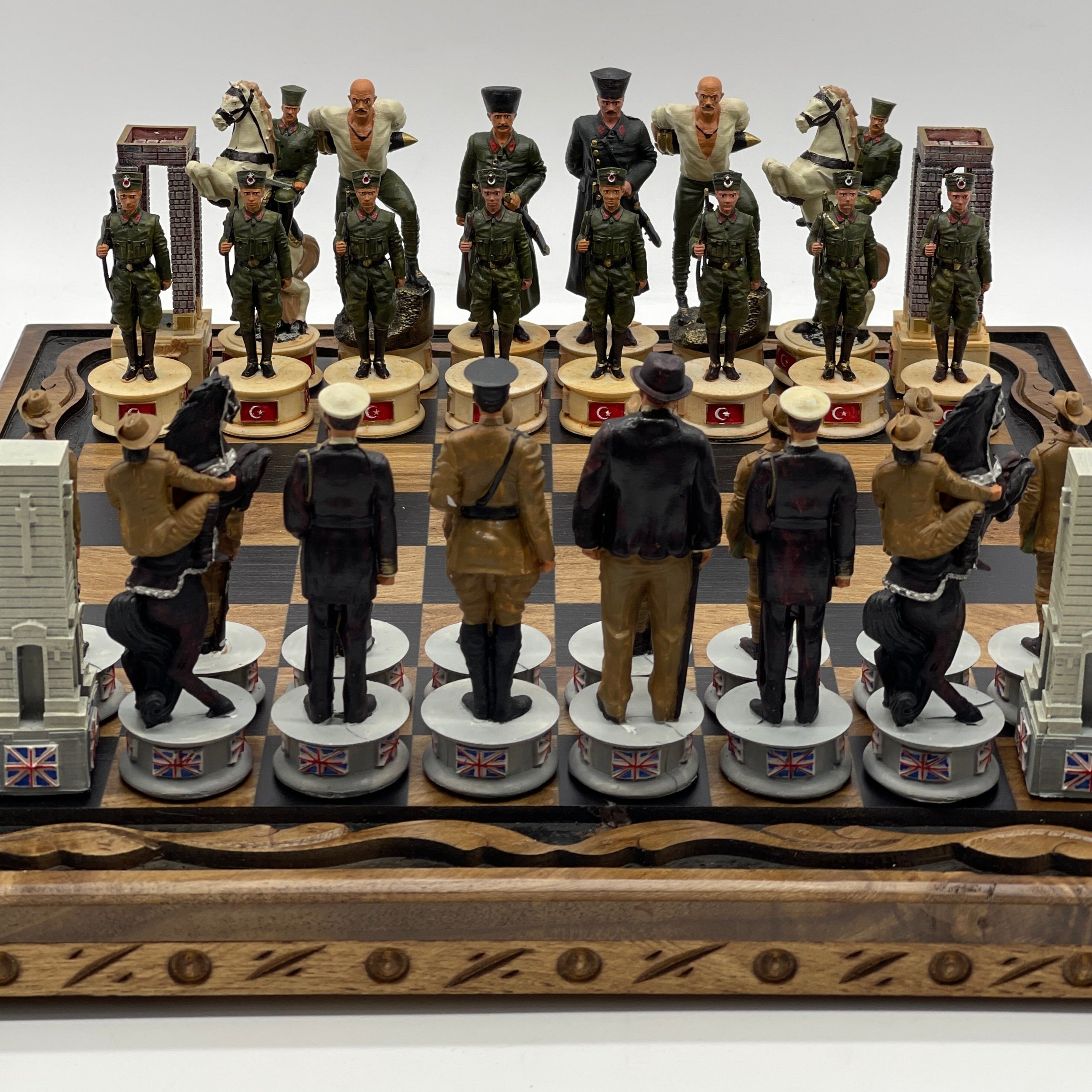 Handmade Wooden Chess Set With Crusaders Gallipoli Campaign Chess Pieces