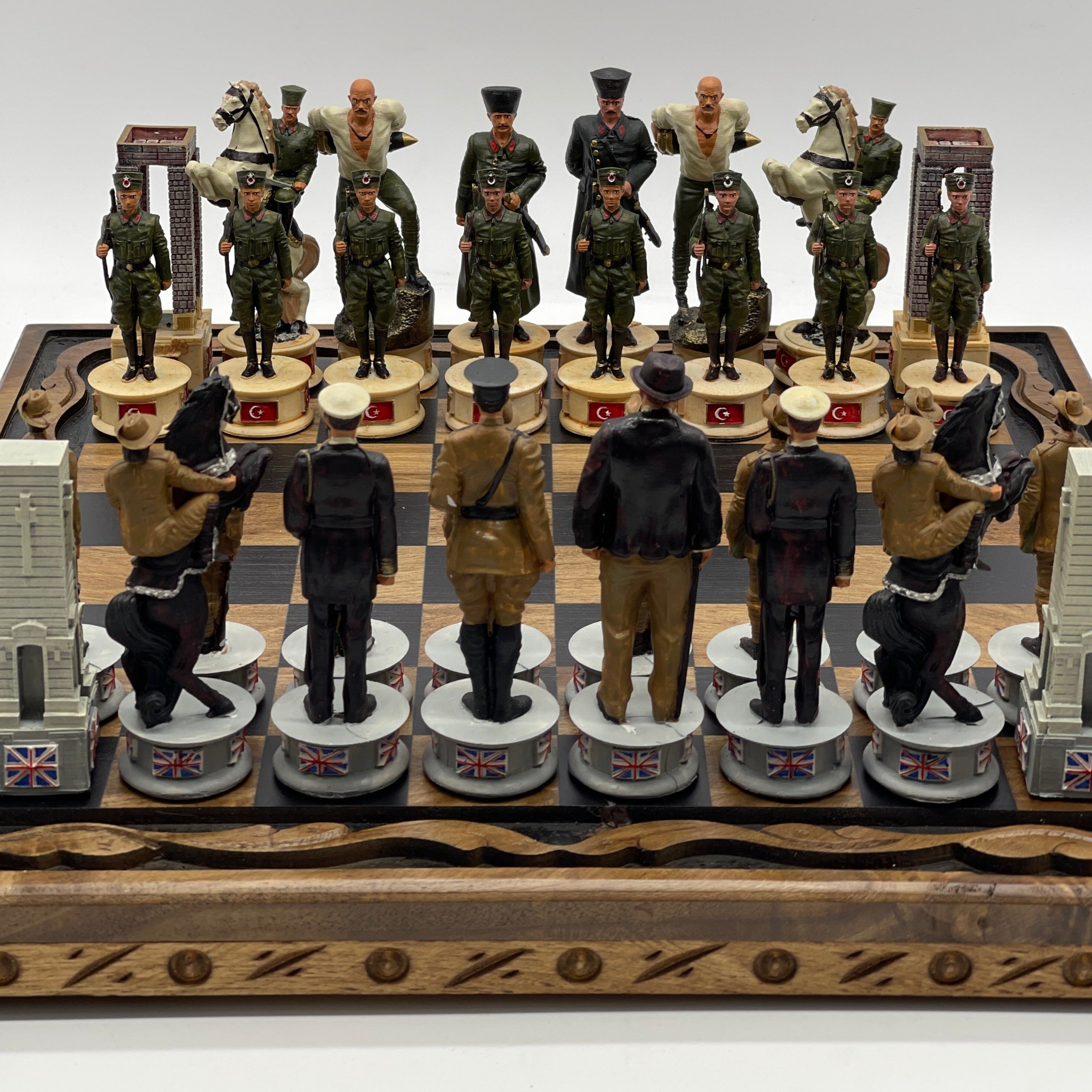 Handmade Wooden Chess Set With Crusaders Gallipoli Campaign Chess Pieces