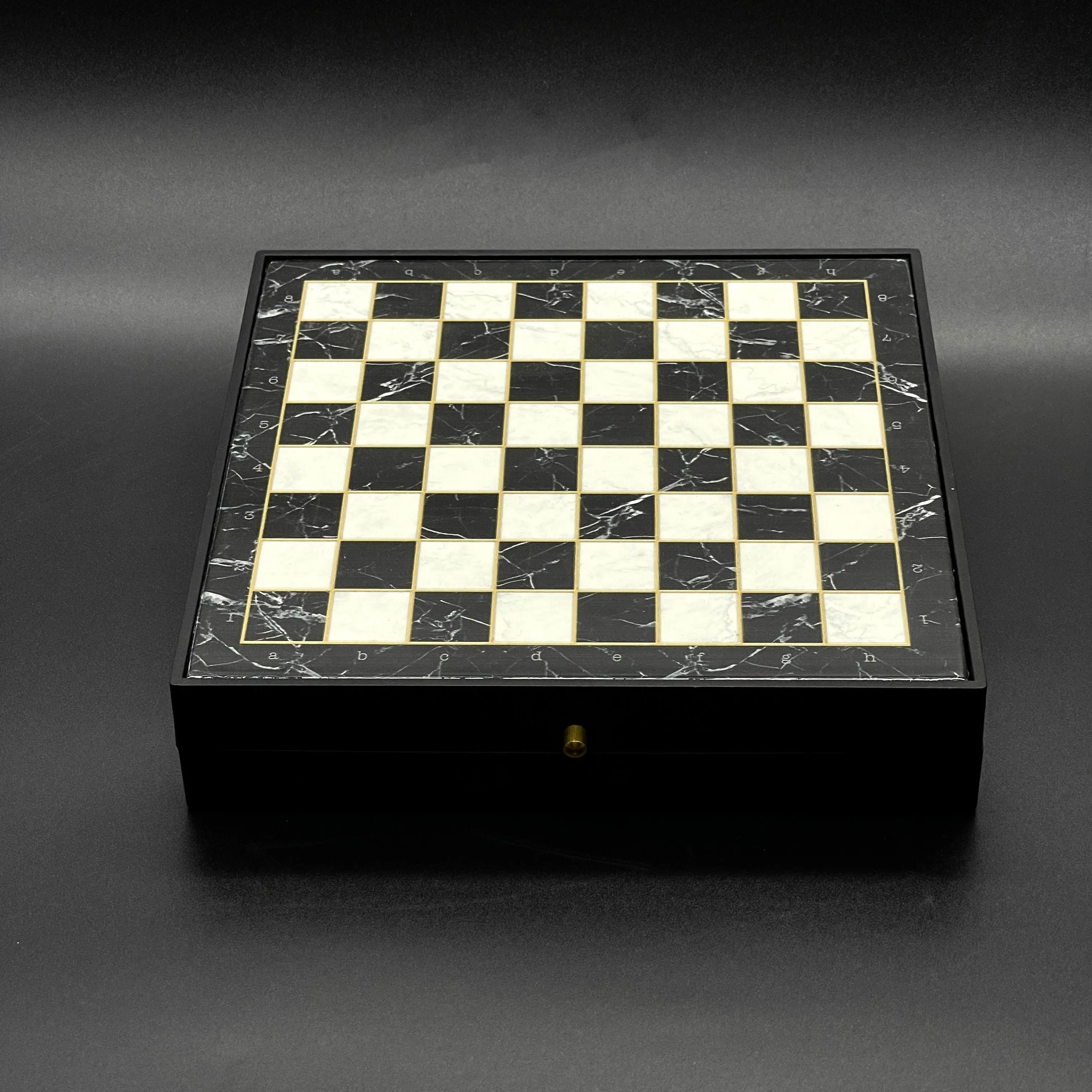 7.8" VIP Personalized Small Storage Chess Set With Metal Chess Pieces AsyaWoodArt