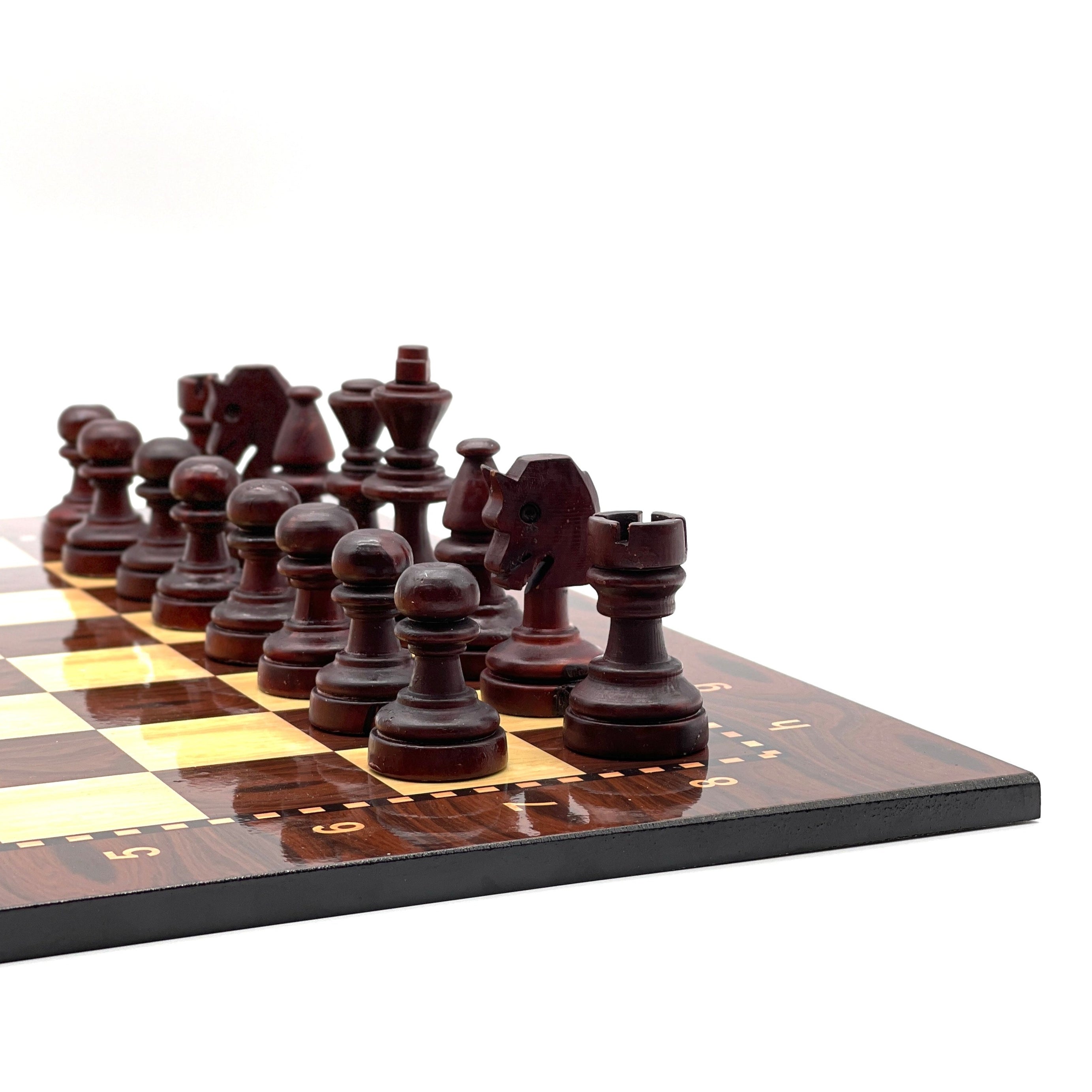 Walnut Marble Pattern Chess Board With Wooden Boxwood Chess Pieces