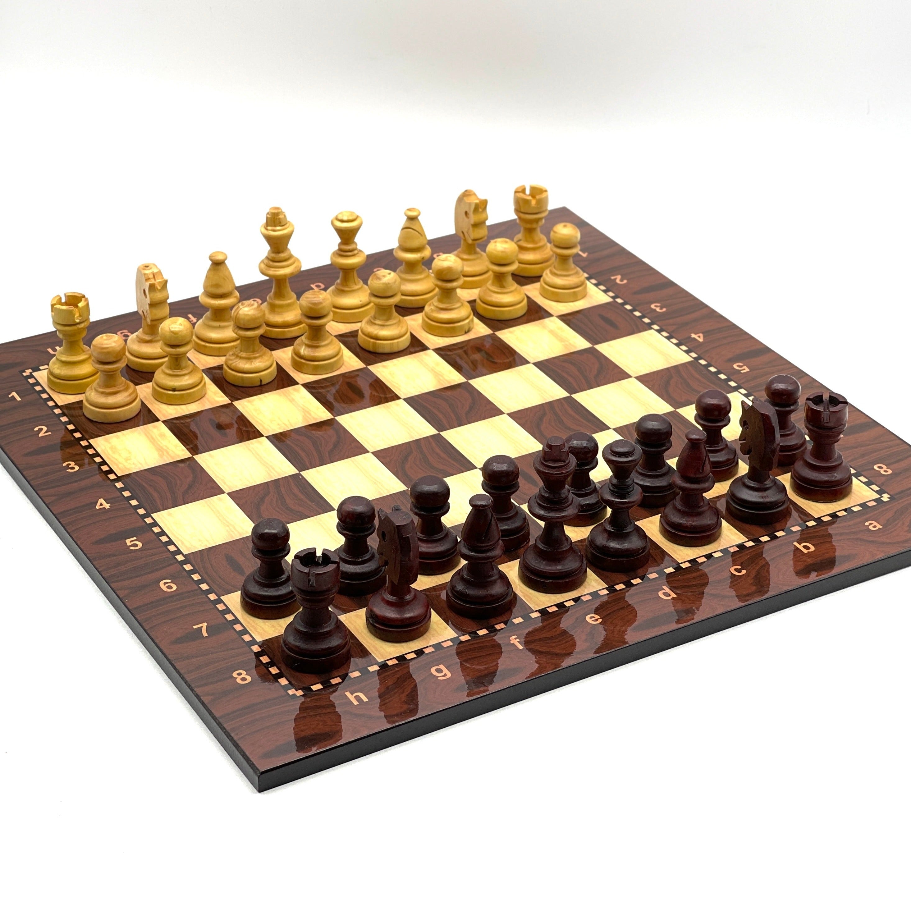 Walnut Marble Pattern Chess Board With Wooden Boxwood Chess Pieces