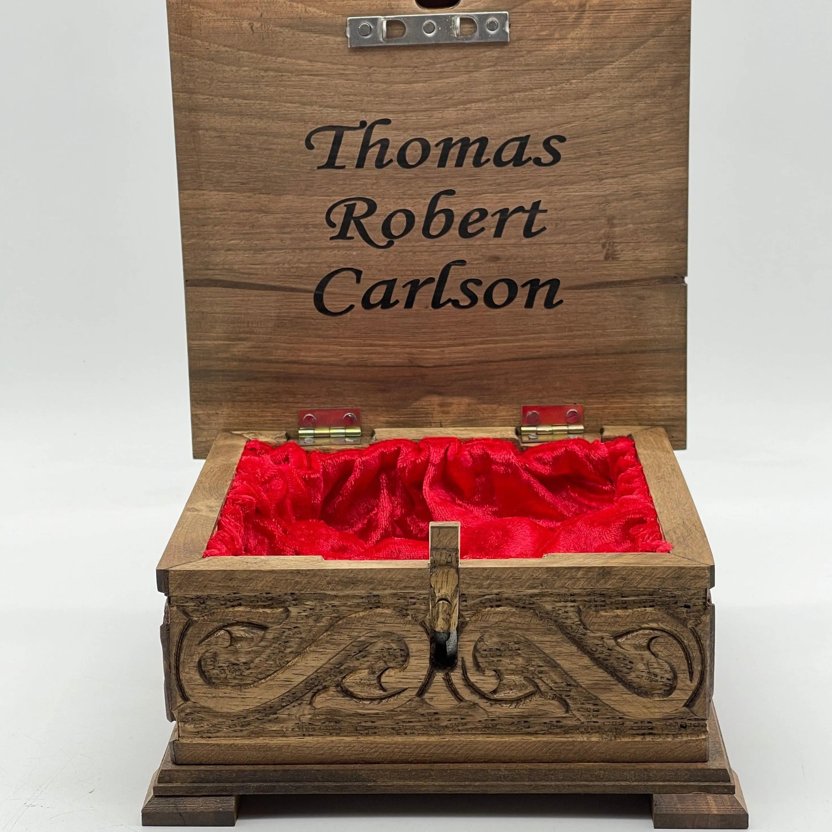 Personalized Wooden Chess Set Box with Hidden Compartment Metal Chess Pieces - AsyaWoodArt