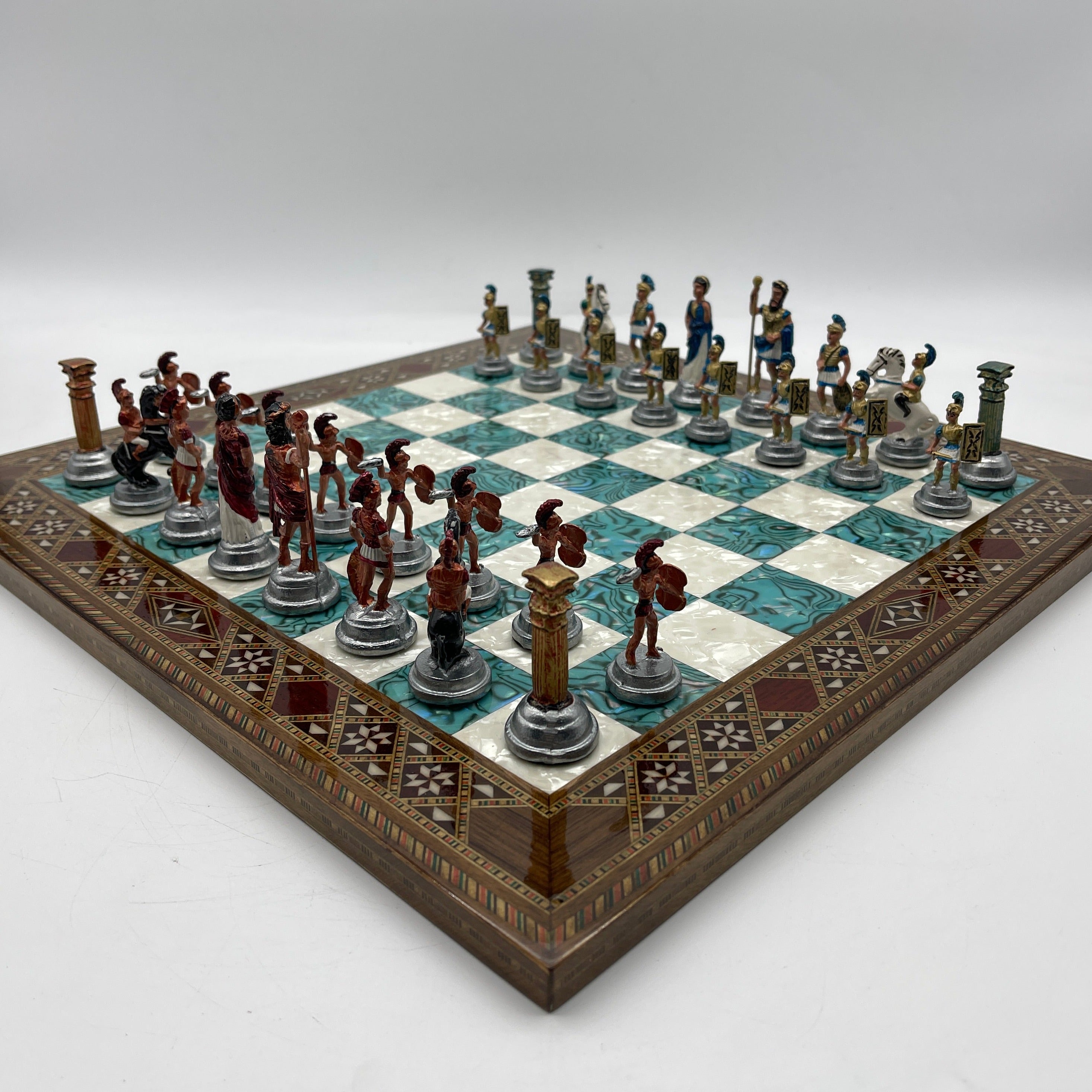 Haintpoint Romans Metal Chess Pieces with Luxury Wooden Chess Board Set