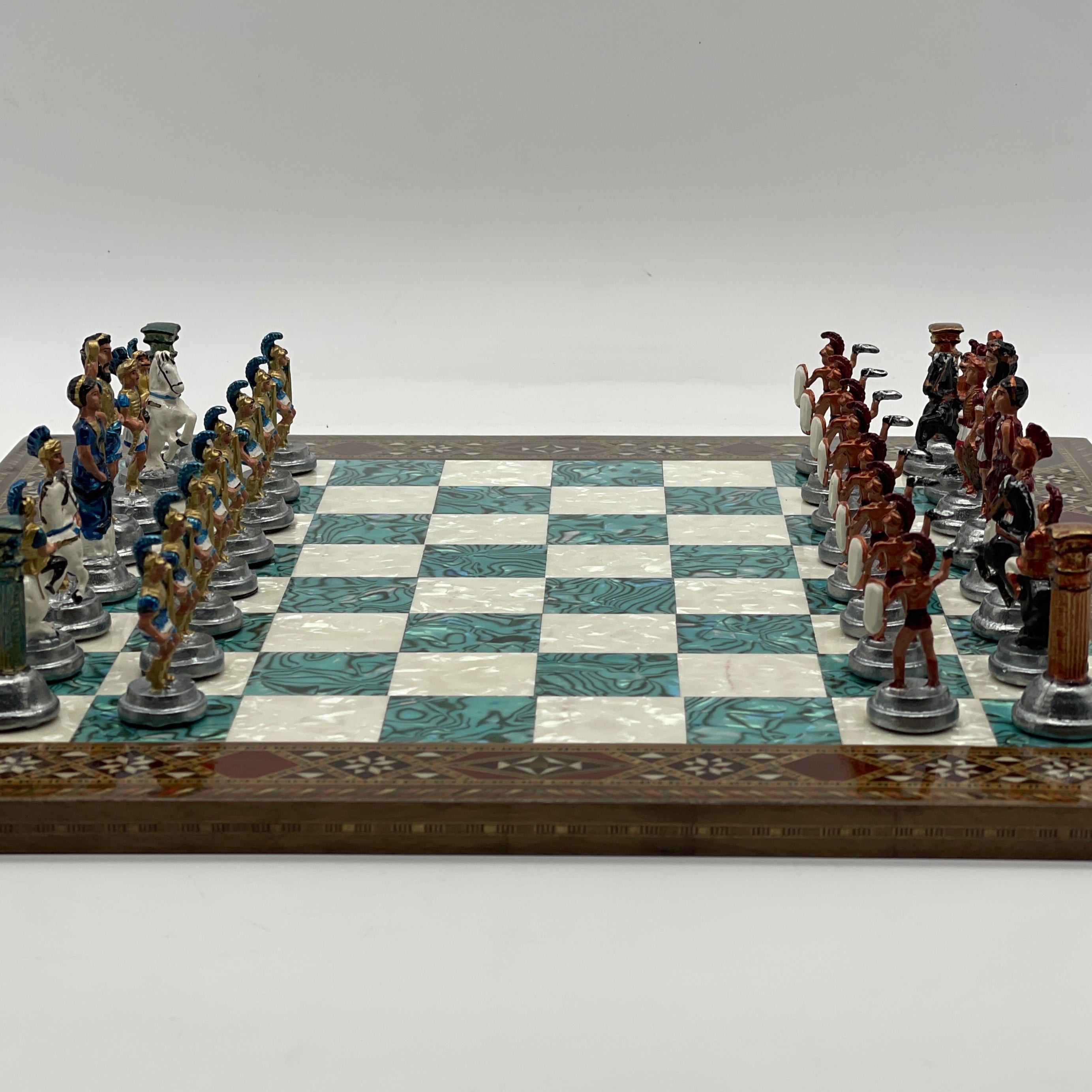 Haintpoint Romans Metal Chess Pieces with Luxury Wooden Chess Board Set