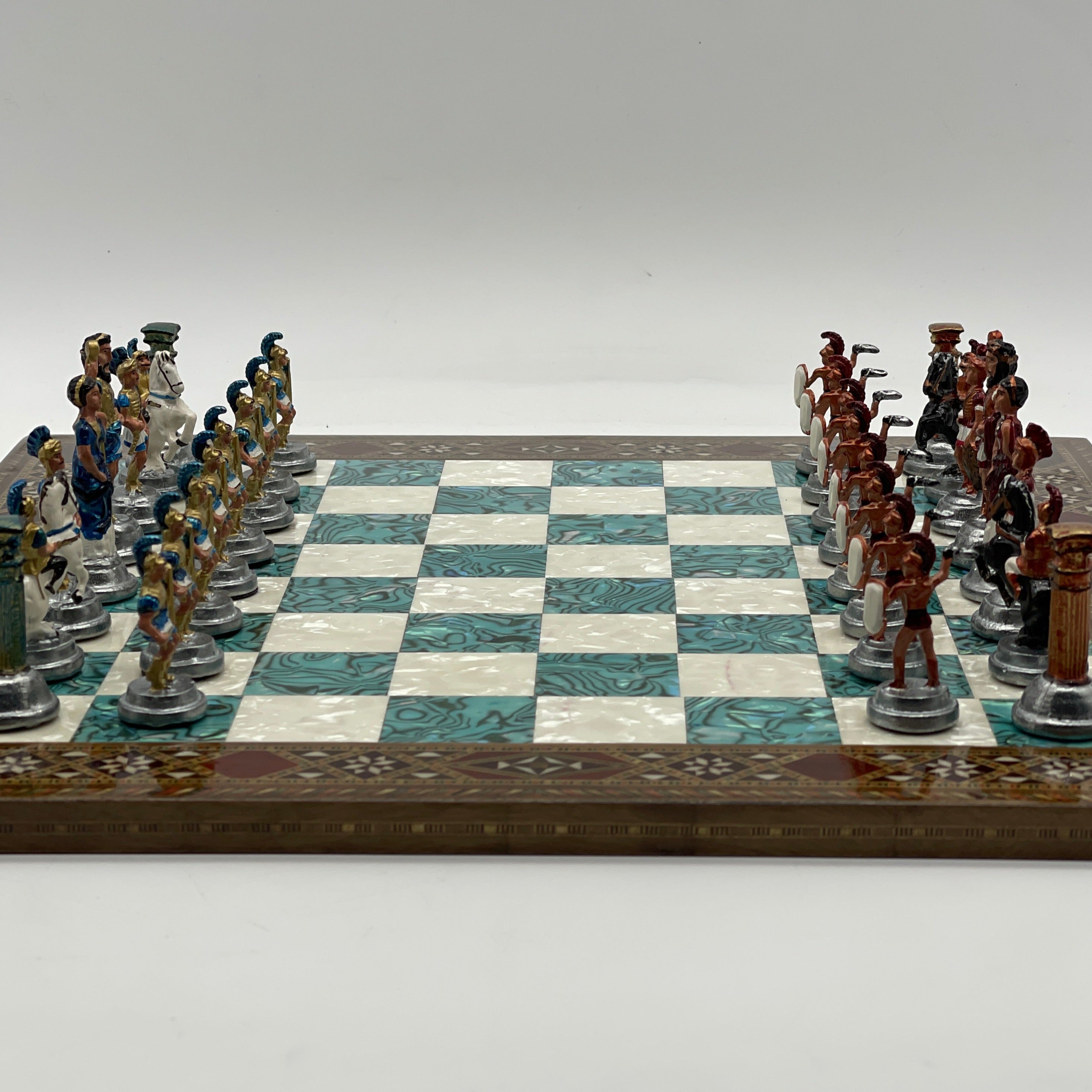 Haintpoint Romans Metal Chess Pieces with Luxury Wooden Chess Board Set