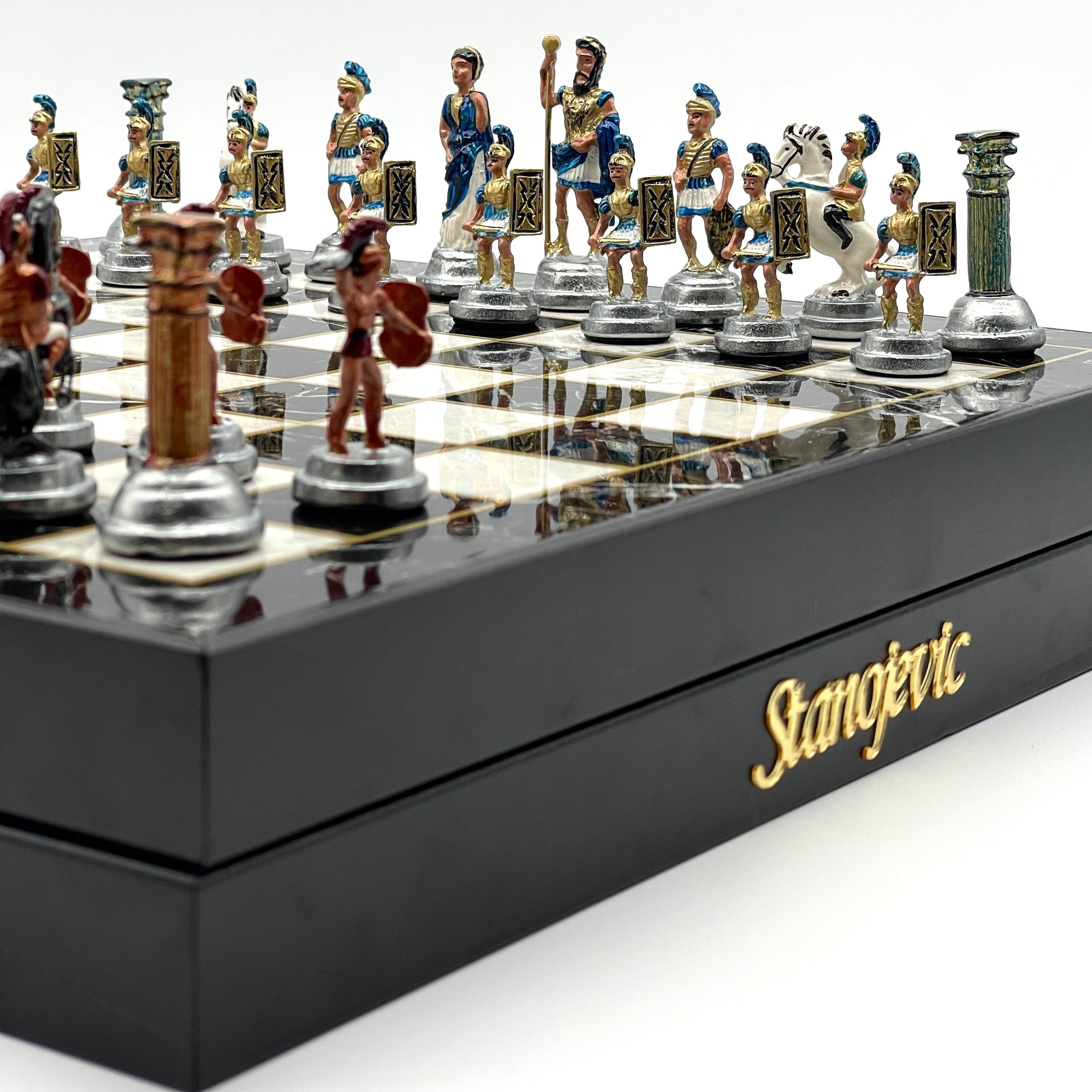 VIP Personalized Marble Patterned Storage Chess Set Luxury Metal Chess Pieces