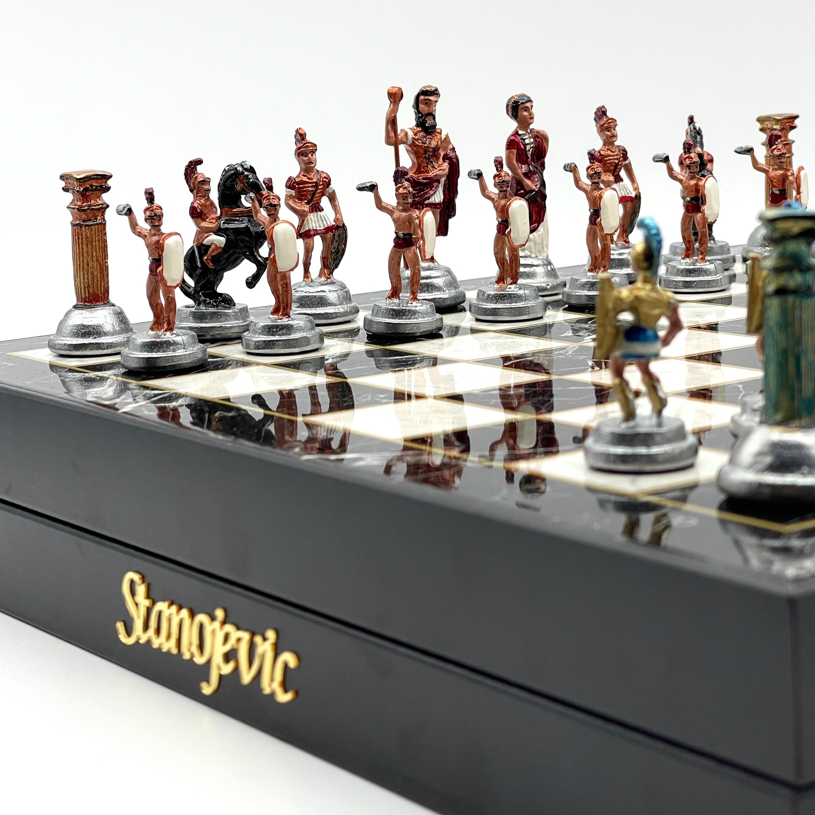 VIP Personalized Marble Patterned Storage Chess Set Luxury Metal Chess Pieces