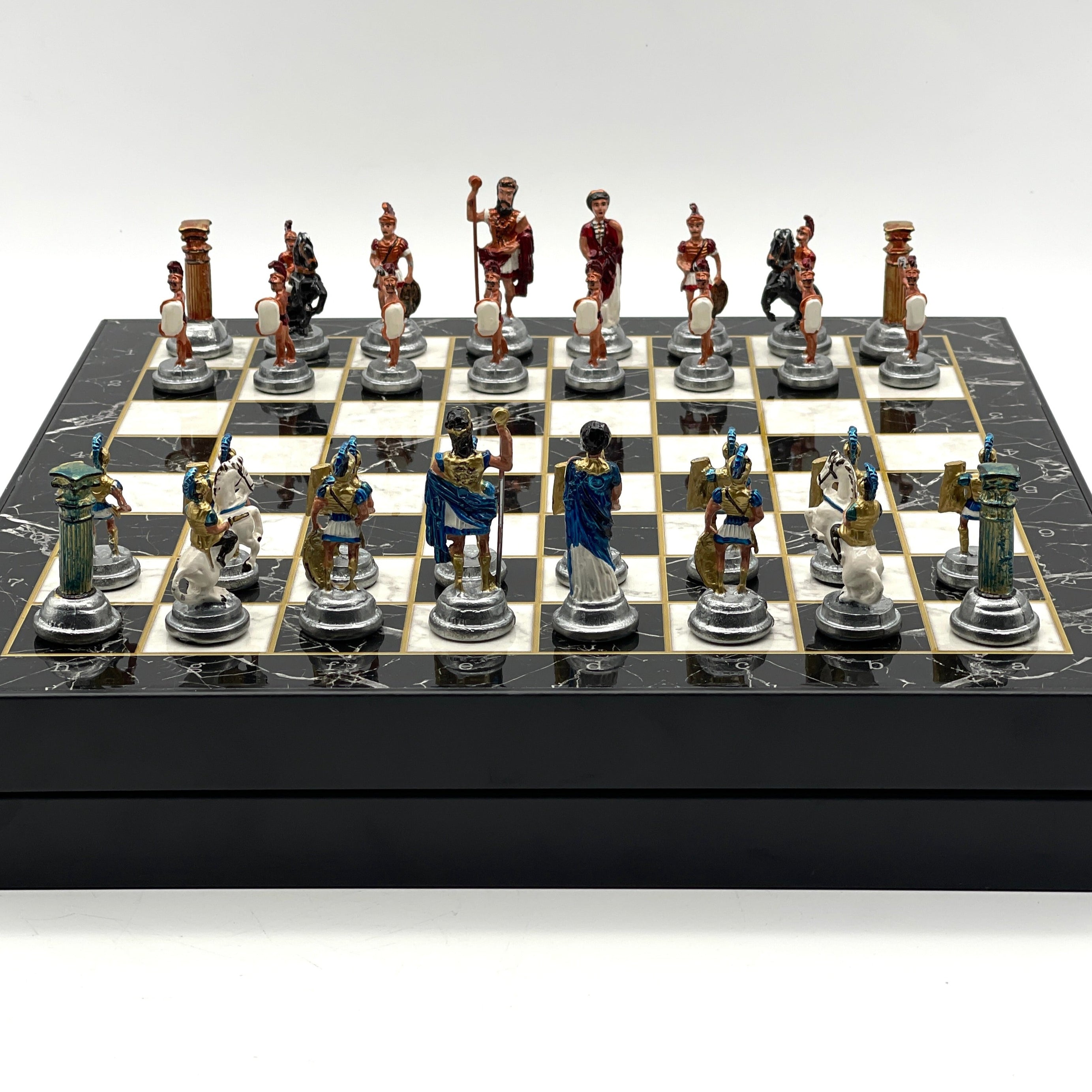VIP Personalized Marble Patterned Storage Chess Set Luxury Metal Chess Pieces