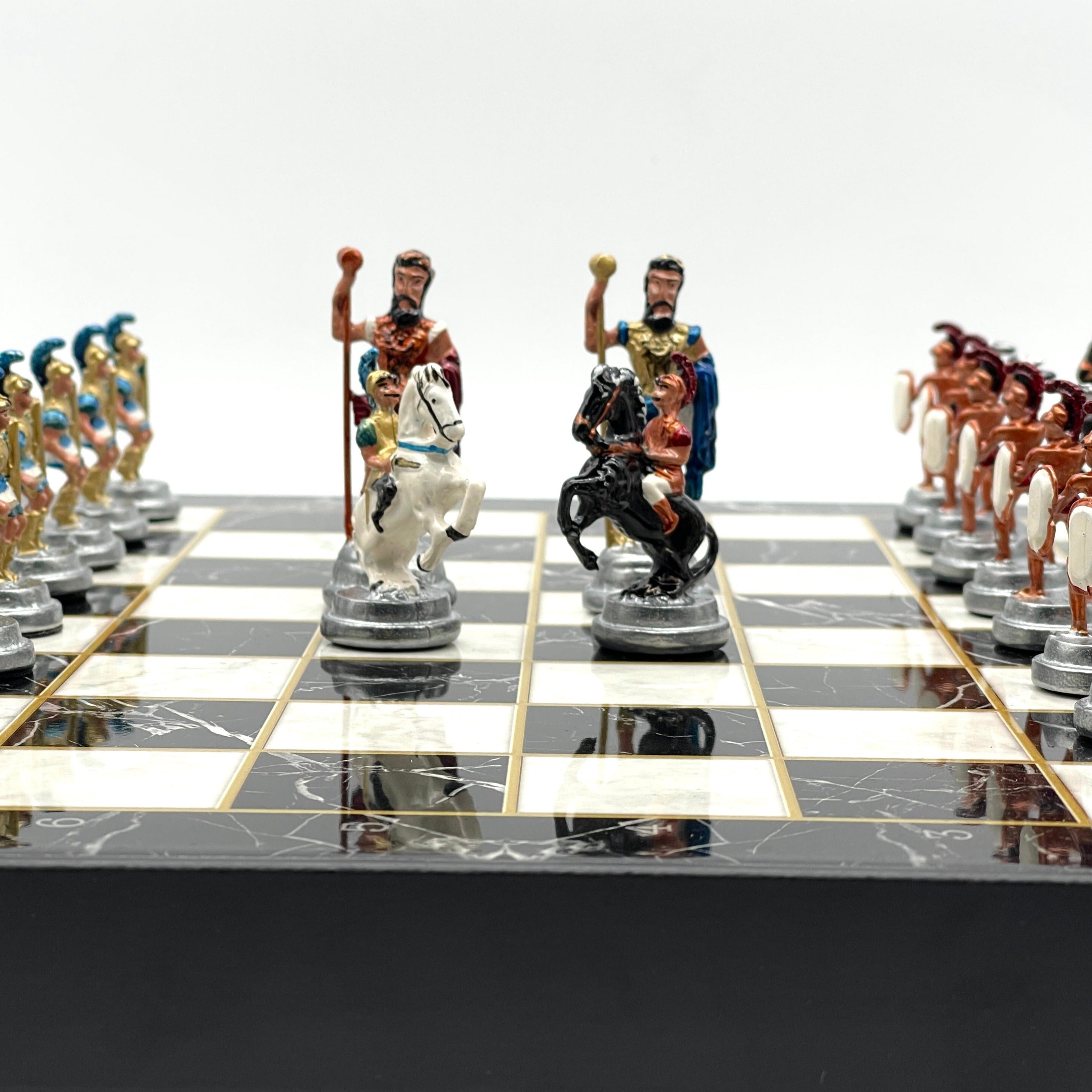 VIP Personalized Marble Patterned Storage Chess Set Luxury Metal Chess Pieces