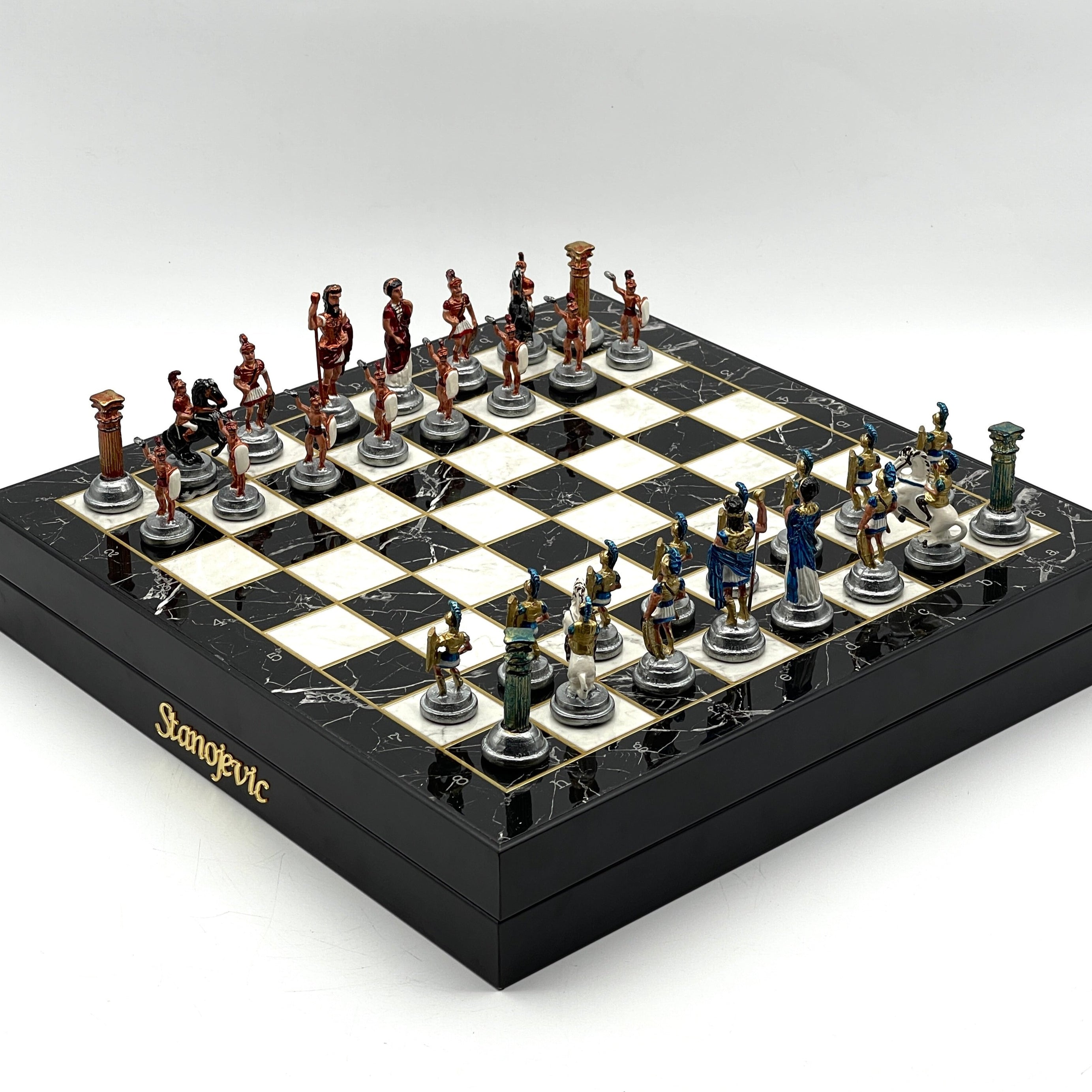 VIP Personalized Marble Patterned Storage Chess Set Luxury Metal Chess Pieces