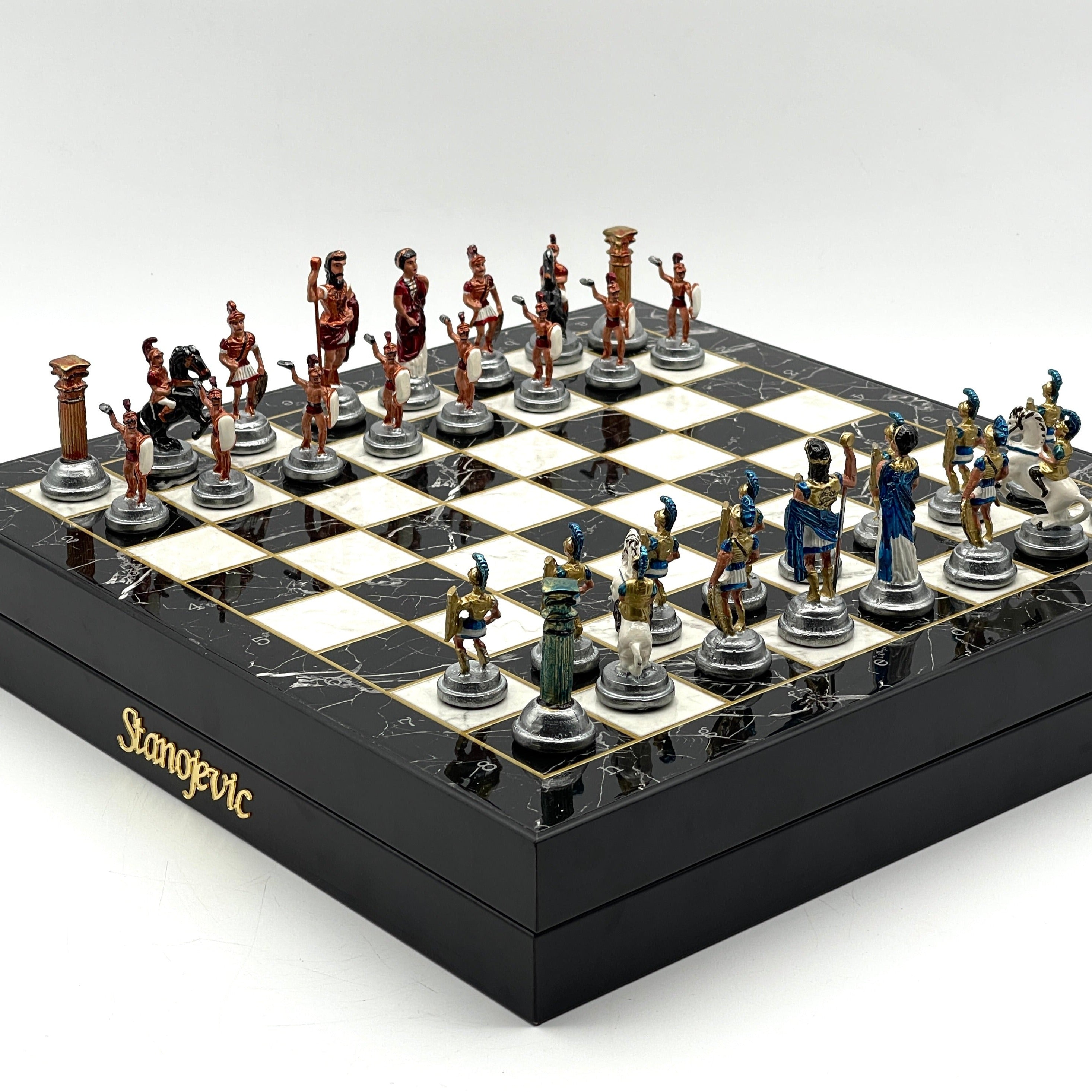VIP Personalized Marble Patterned Storage Chess Set Luxury Metal Chess Pieces