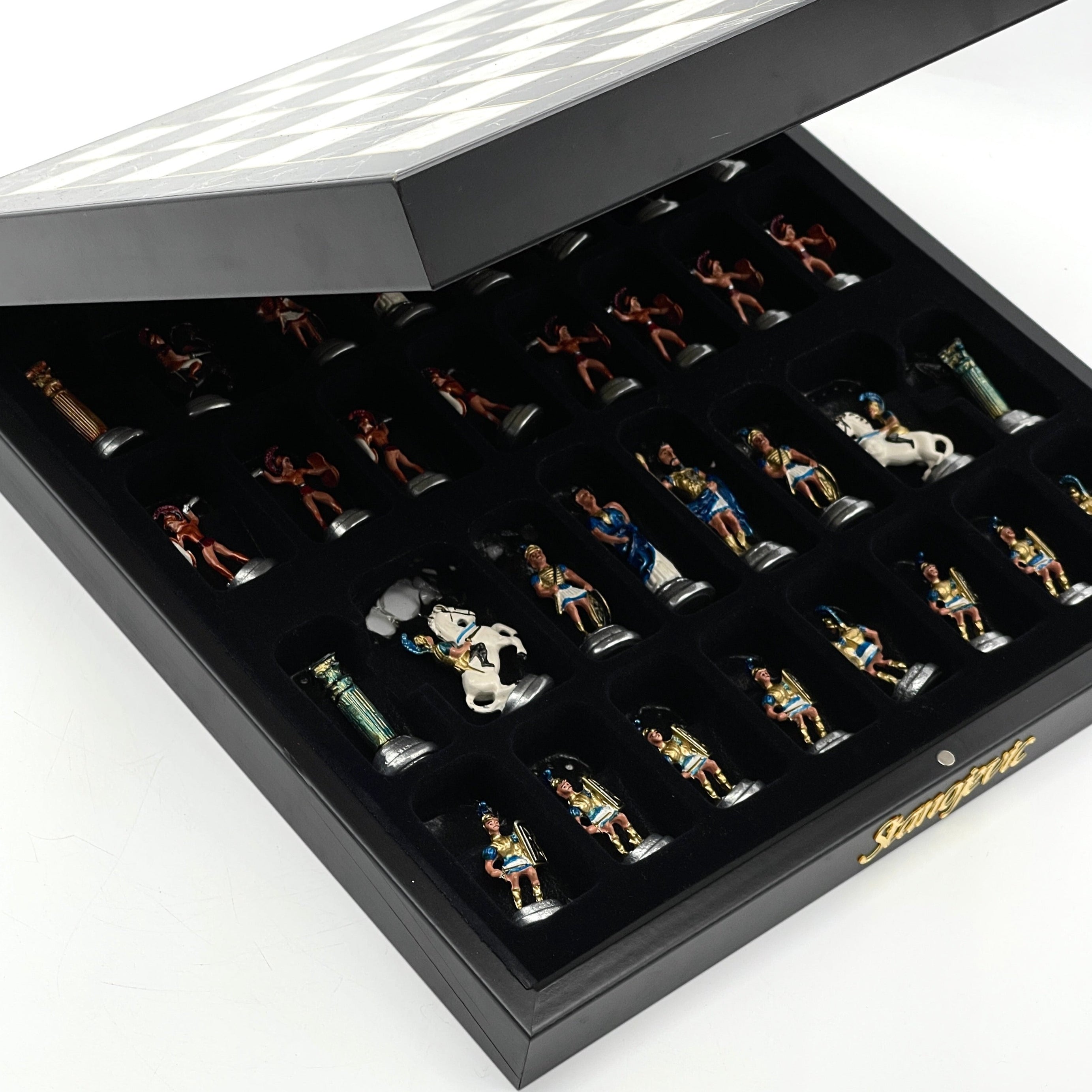 VIP Personalized Marble Patterned Storage Chess Set Luxury Metal Chess Pieces