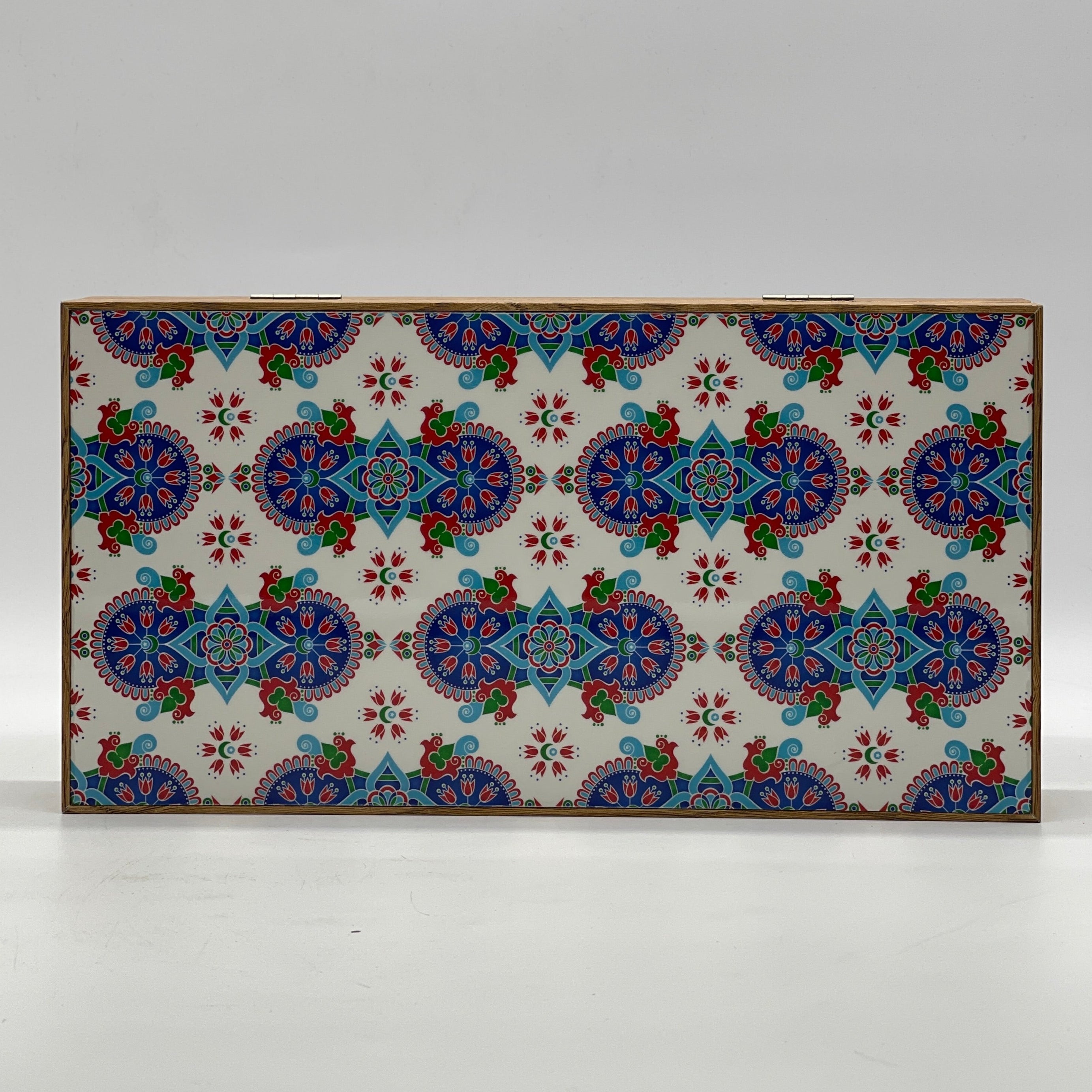 Handmade White Blue Mosaic Pattern Backgammon Set