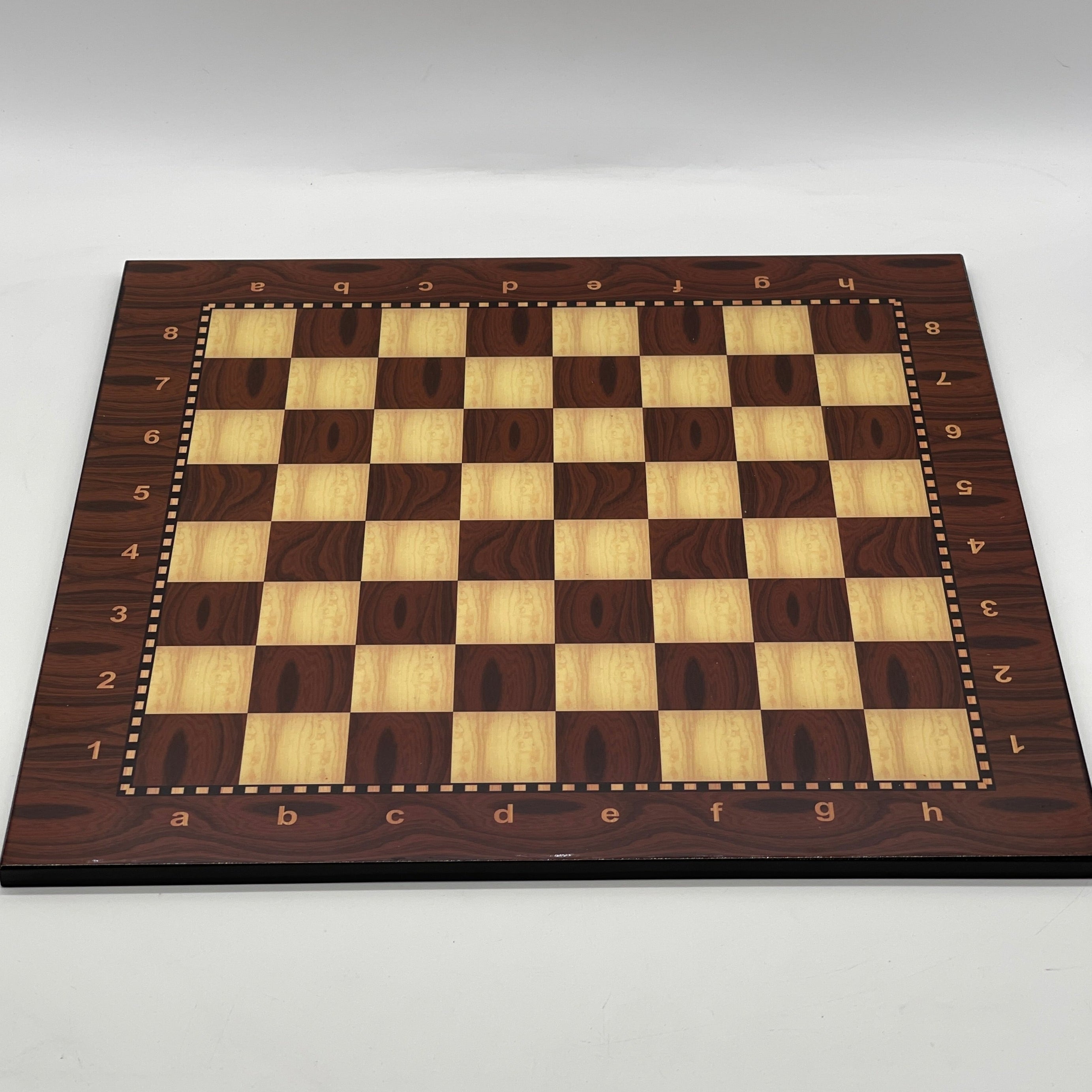 Large Brown Walnut Patterned Wooden Chess Board With Large Metal Stone