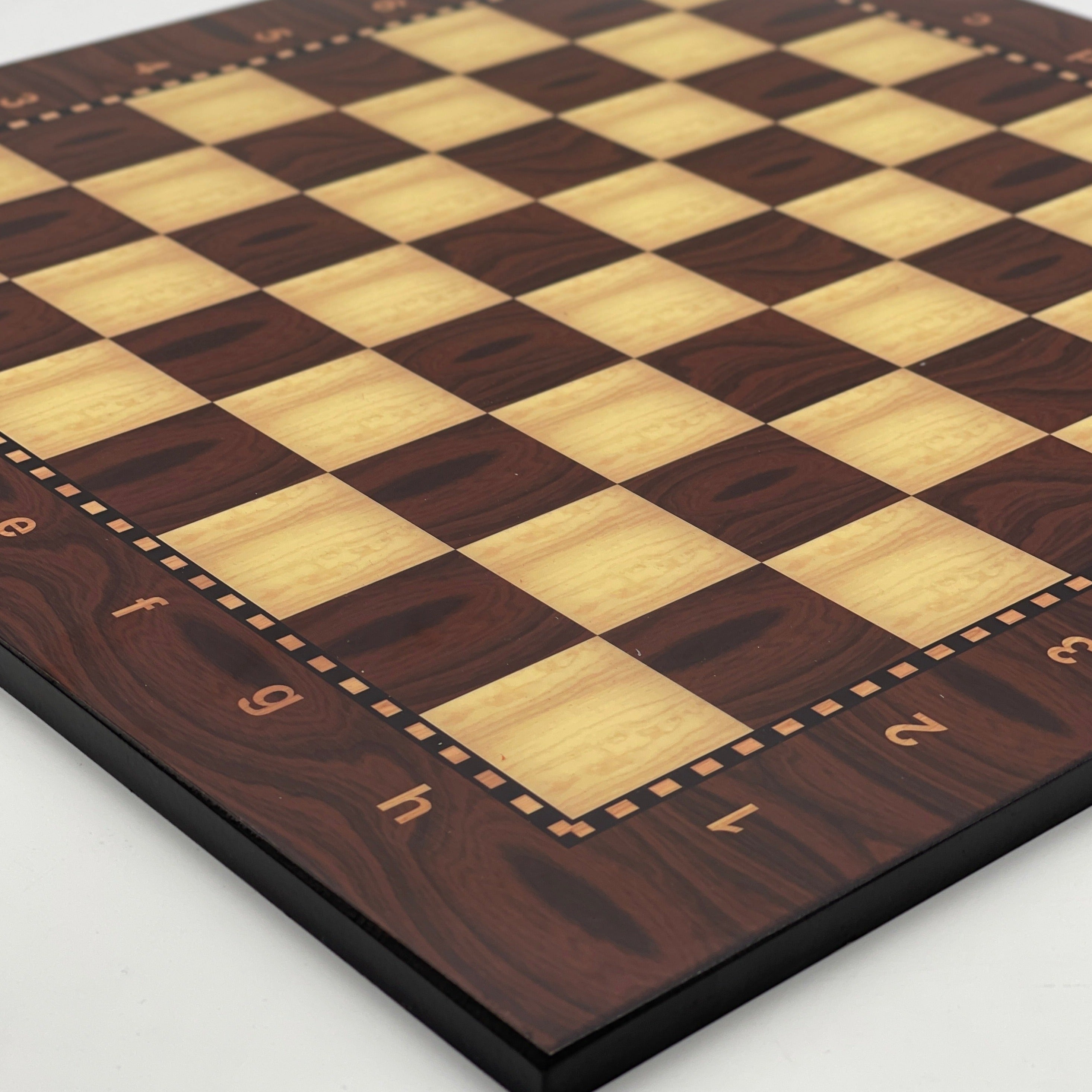 Large Brown Walnut Patterned Wooden Chess Board With Large Metal Stone