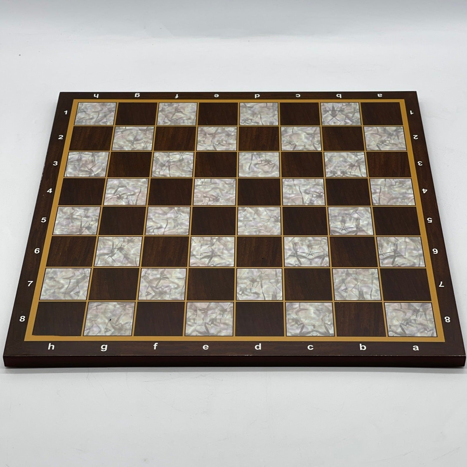 Brown Walnut Marble Pattern Wooden Set With Wooden Chess Pieces Set